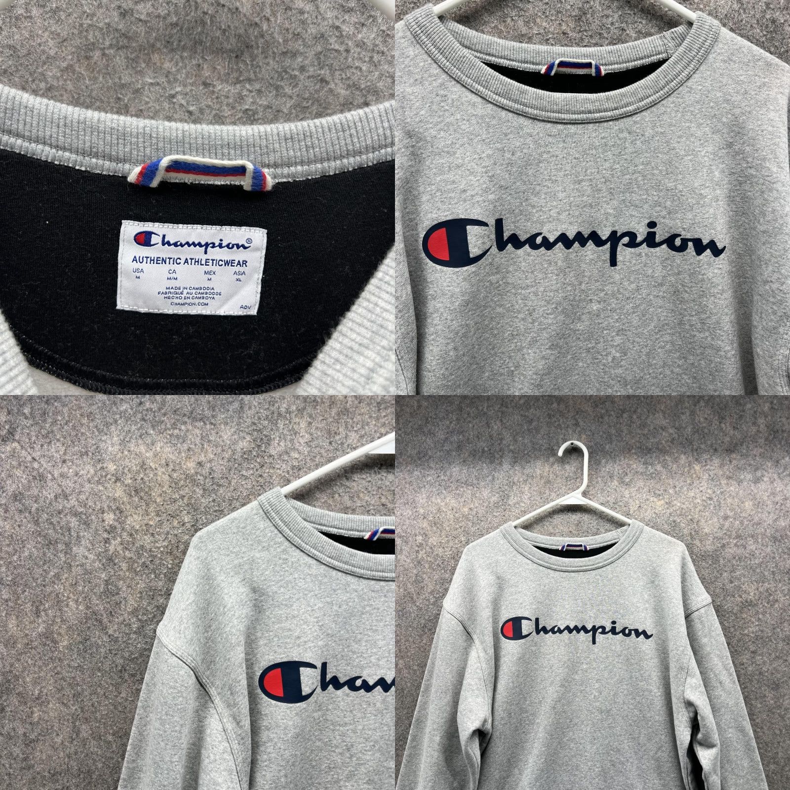 Champion VINTAGE Champion Sweater Men M Gray Crewneck Pullover Fleece Cotton Logo All Seasons Size US M / EU 48-50 / 2 - 8 Thumbnail