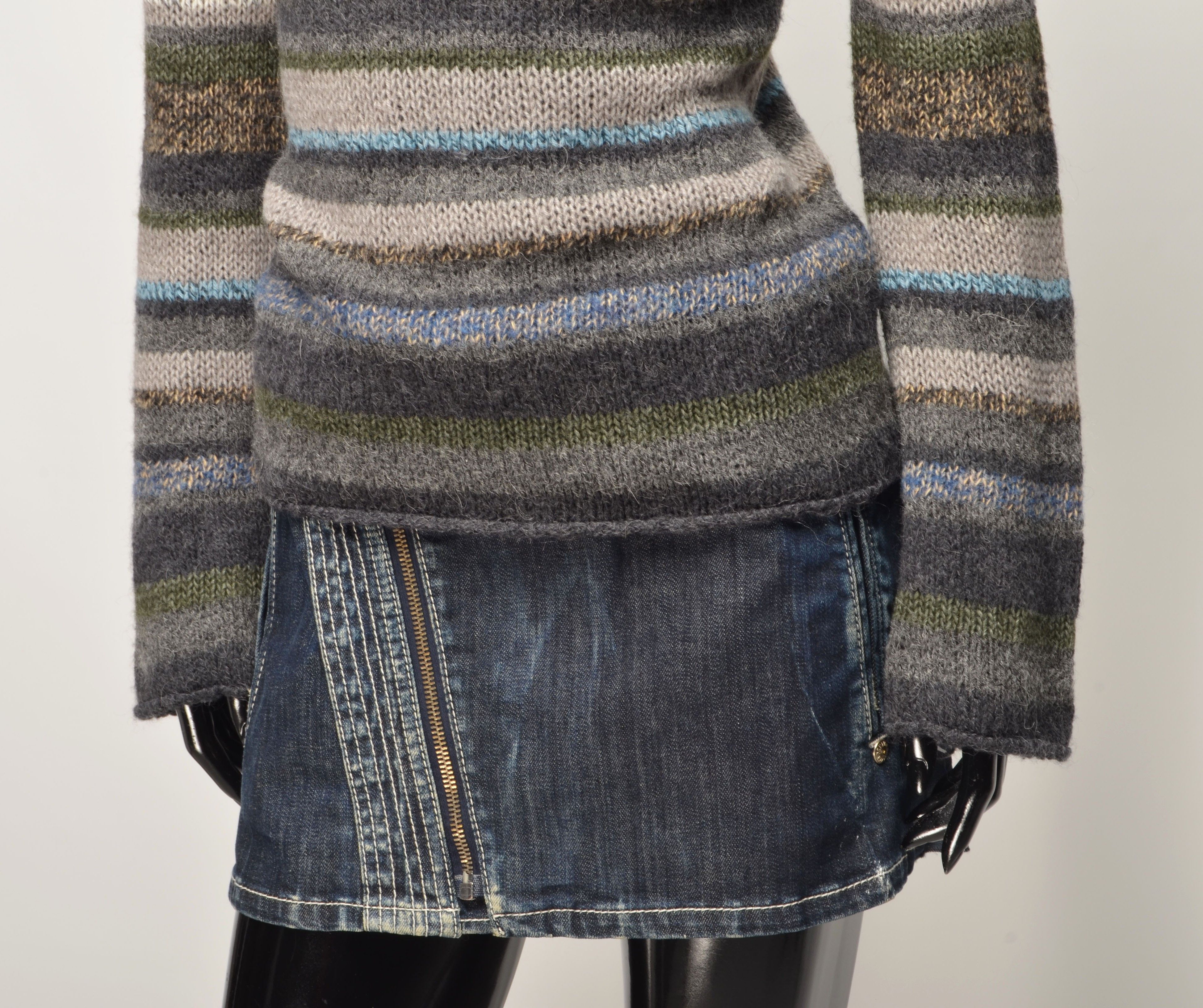 Vintage Vintage Kookai Y2K Striped Wool Alpaca Blend Sweater Size S / US 4 / IT 40 - 3 Thumbnail