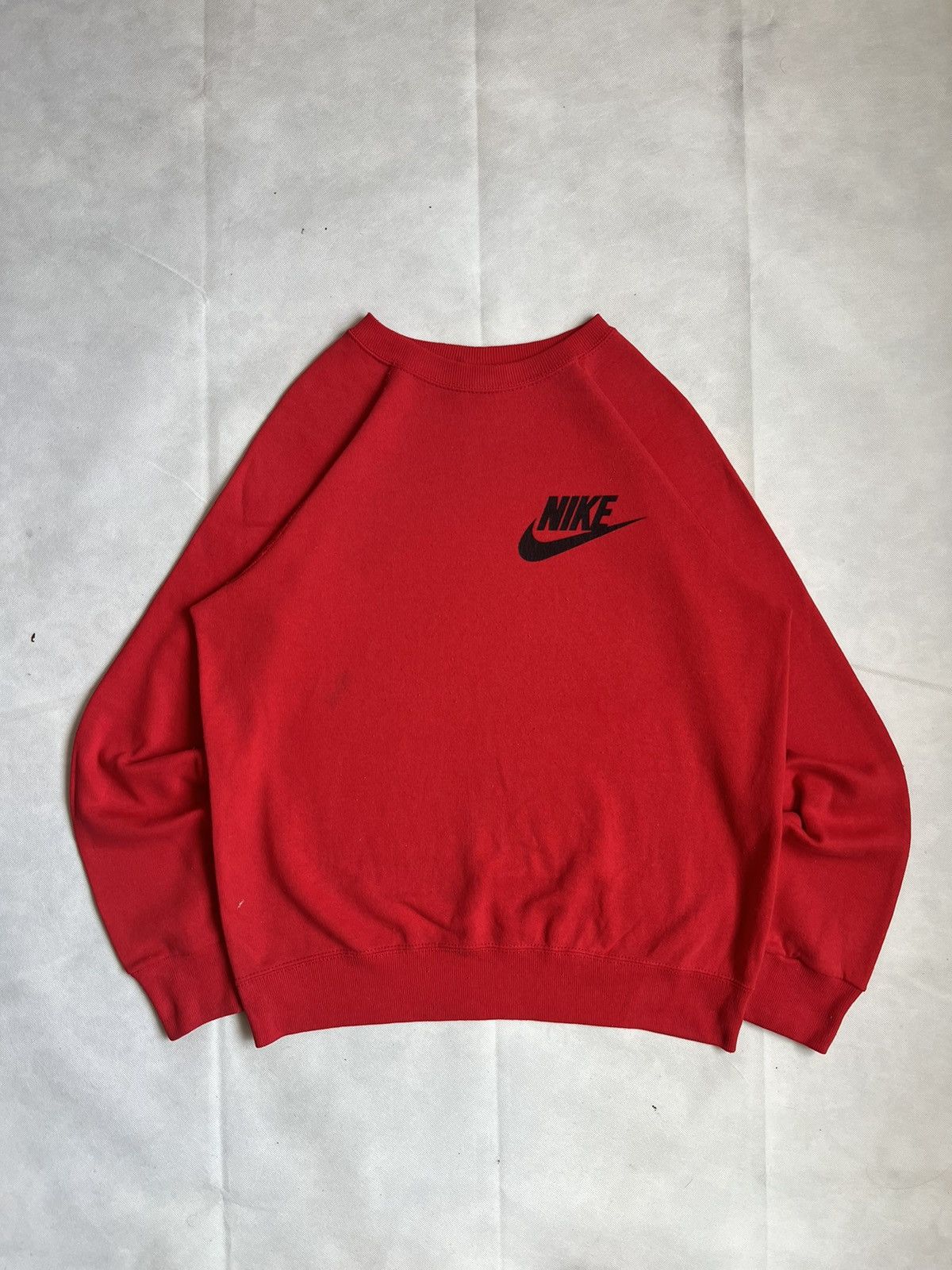 Nike Vintage 80's Nike Swoosh Red Crewneck Size US L / EU 52-54 / 3 - 1 Thumbnail