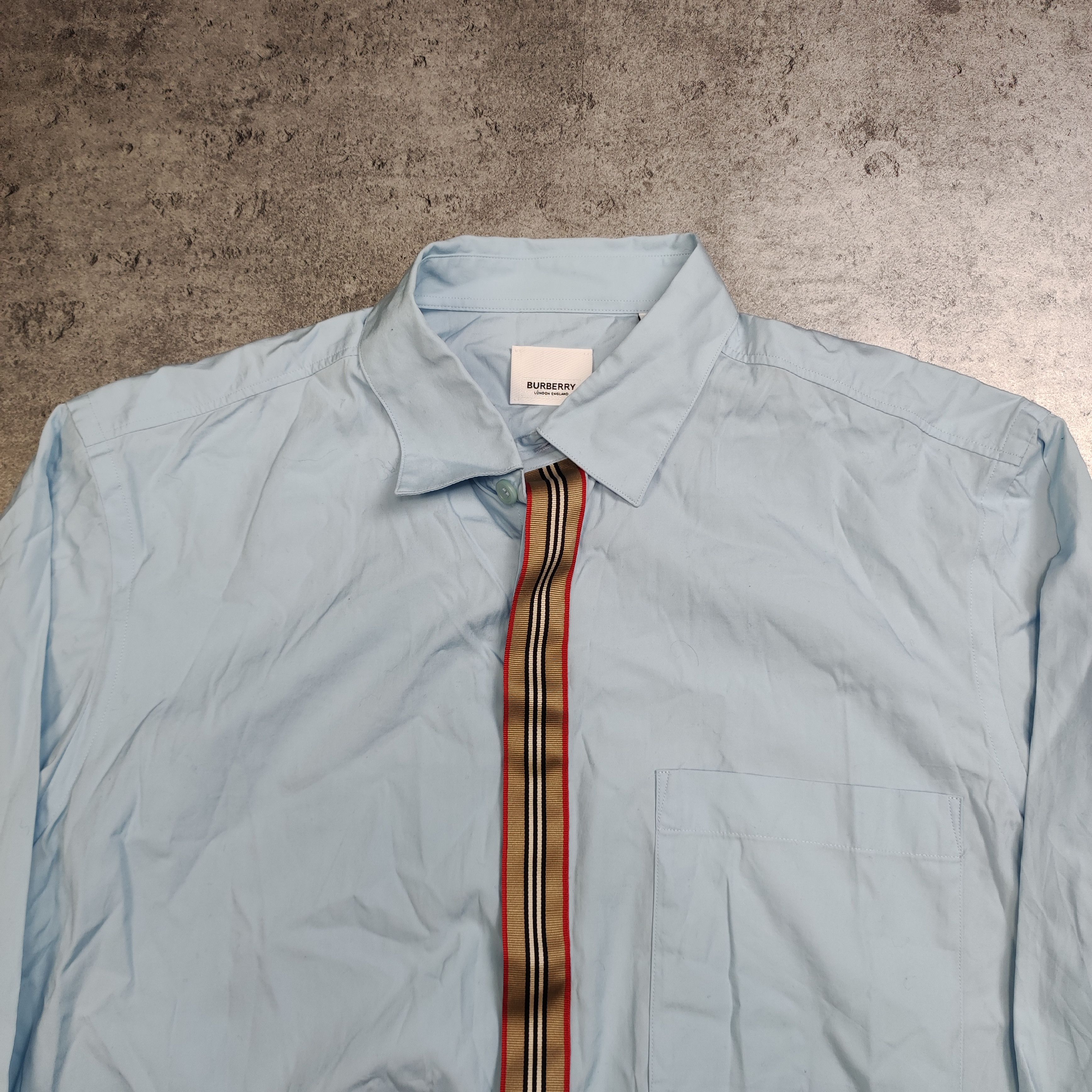 RARE Baby blue Luxury Burberry London Tape Shirt
