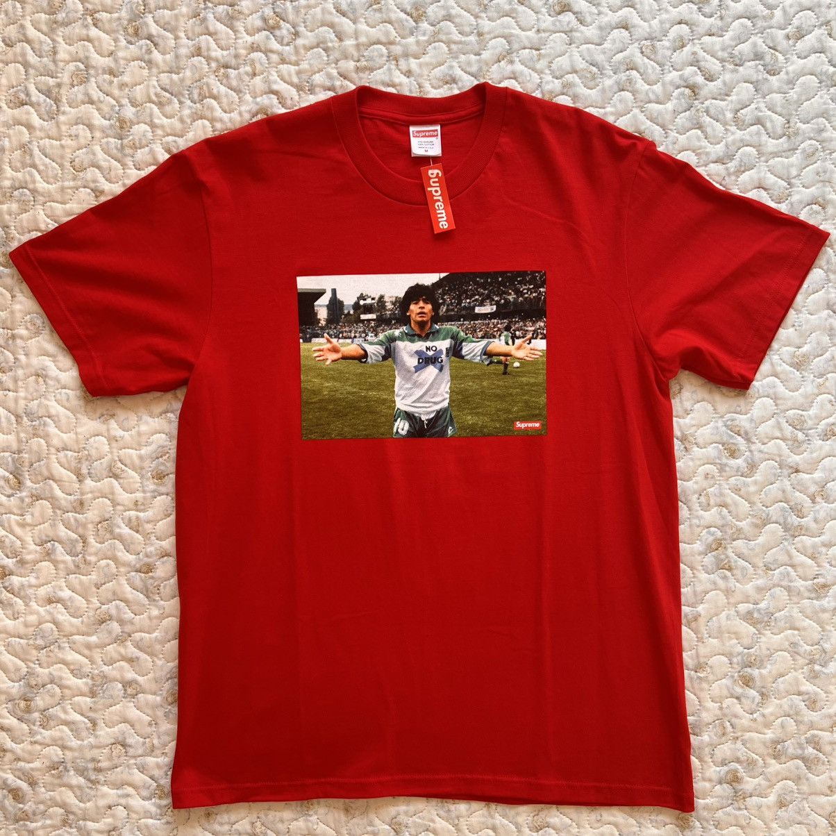 Supreme M Supreme x Diego Maradona photo tee Tshirt red box logo
