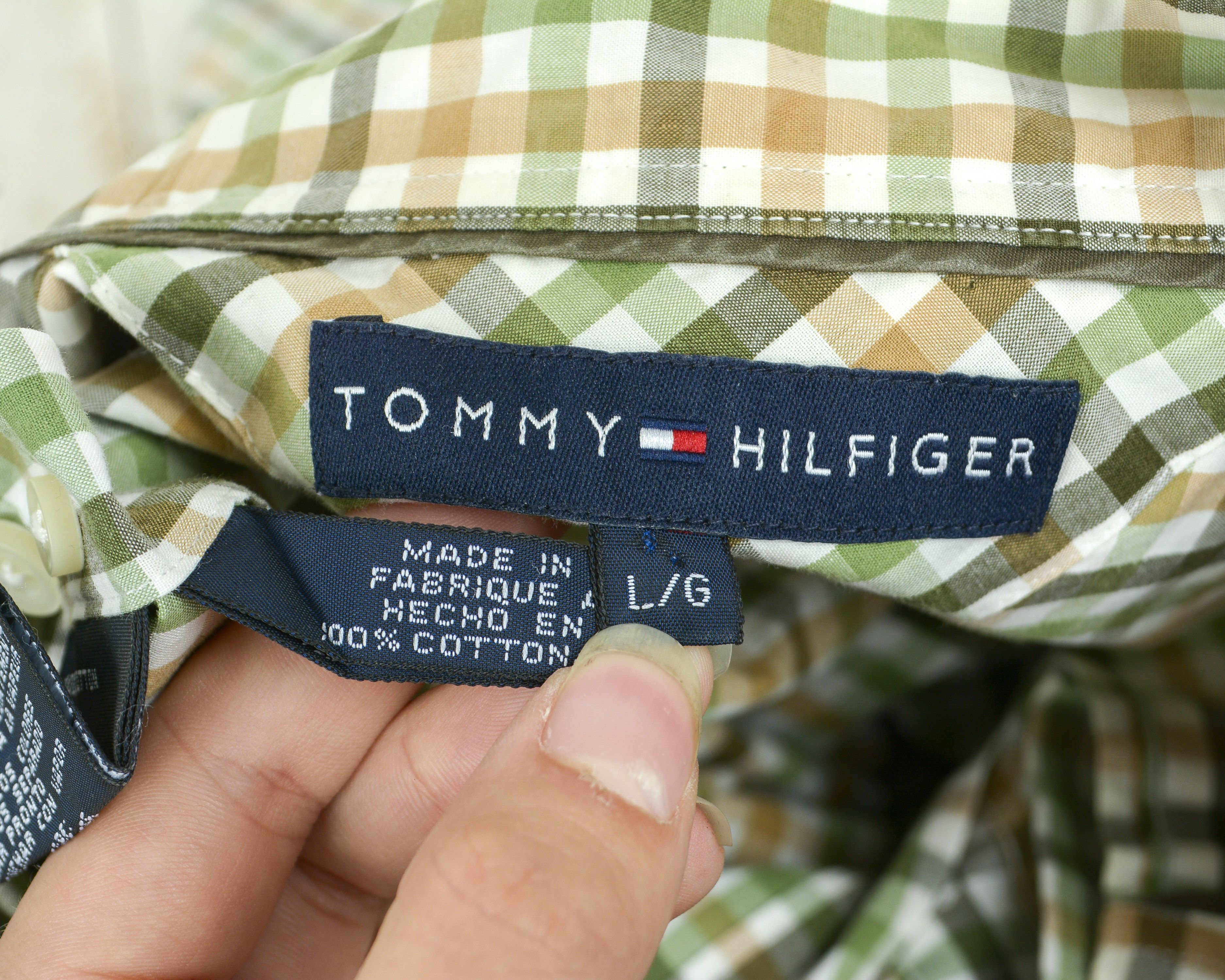 Tommy Hilfiger L Cotton Casual Shirt Check Plaid Tartan Retro Long Sleeve Size US L / EU 52-54 / 3 - 13 Thumbnail