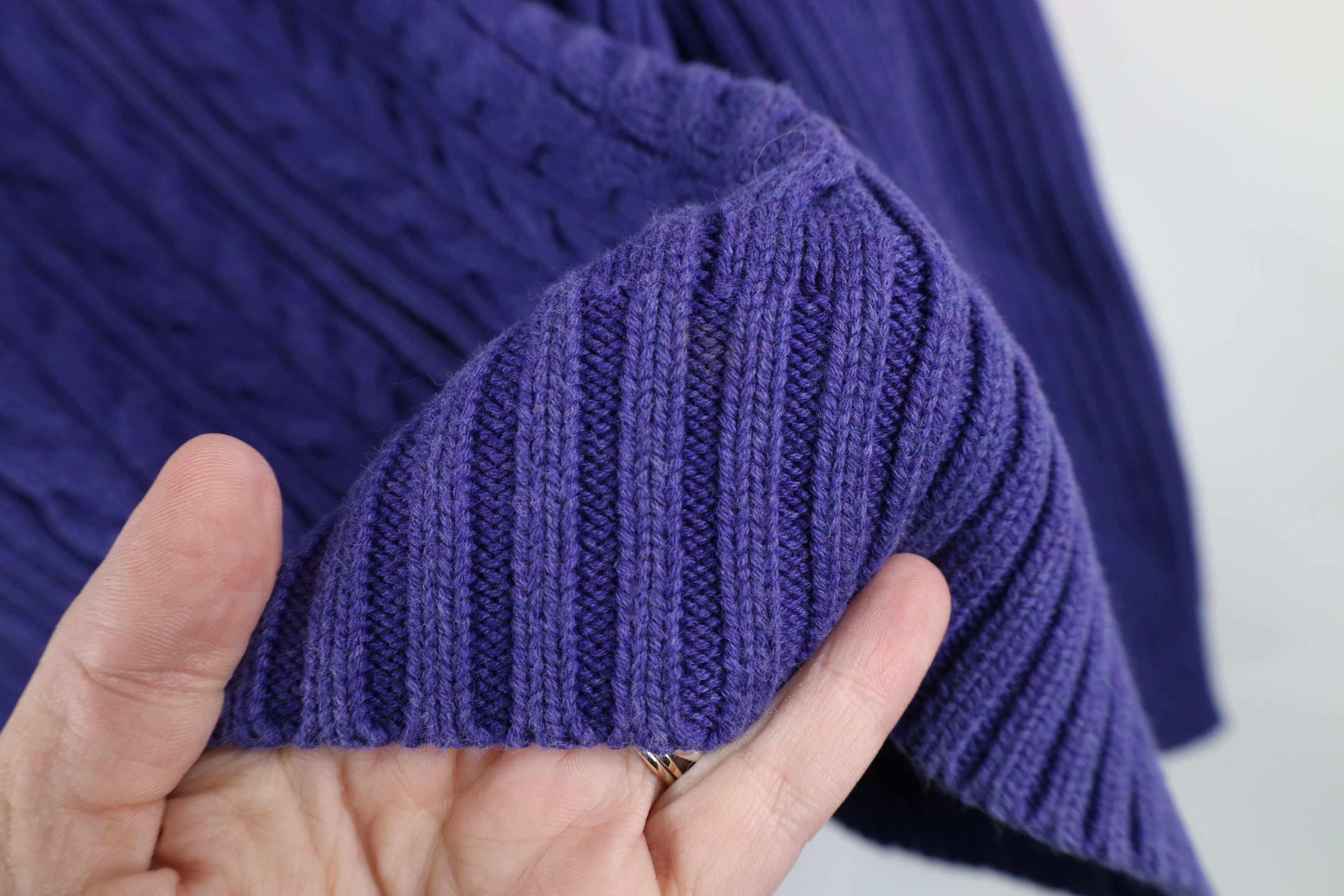 Lands' End × Vintage Vintage 90s Lands End Ribbed Cable Knit Sweater Japan Purple Size L / US 10 / IT 46 - 8 Thumbnail