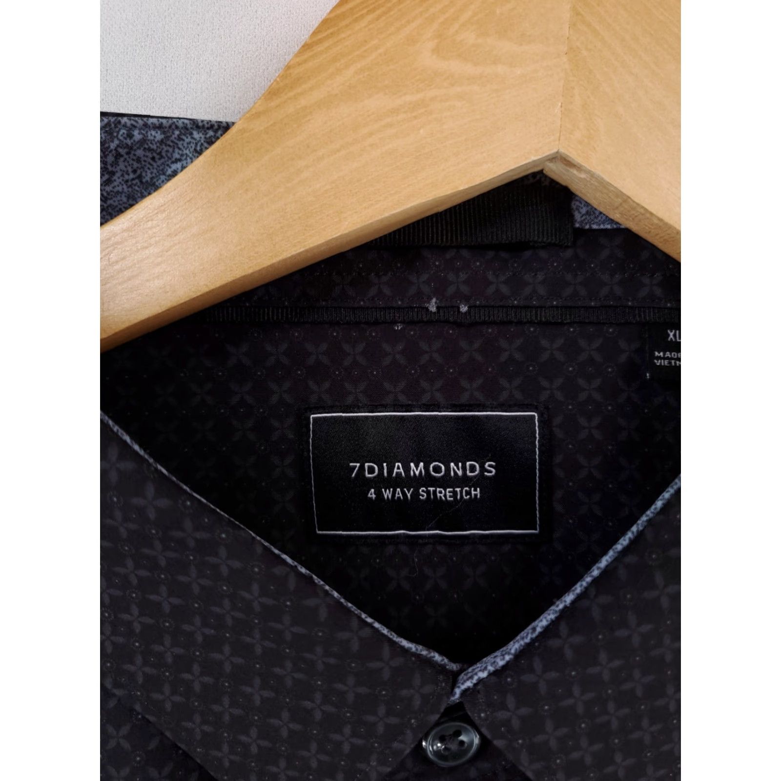 Vintage 7 Diamonds Button-Down Shirt 4 Way Stretch Patterned Black XL Mens Size US XL / EU 56 / 4 - 3 Thumbnail
