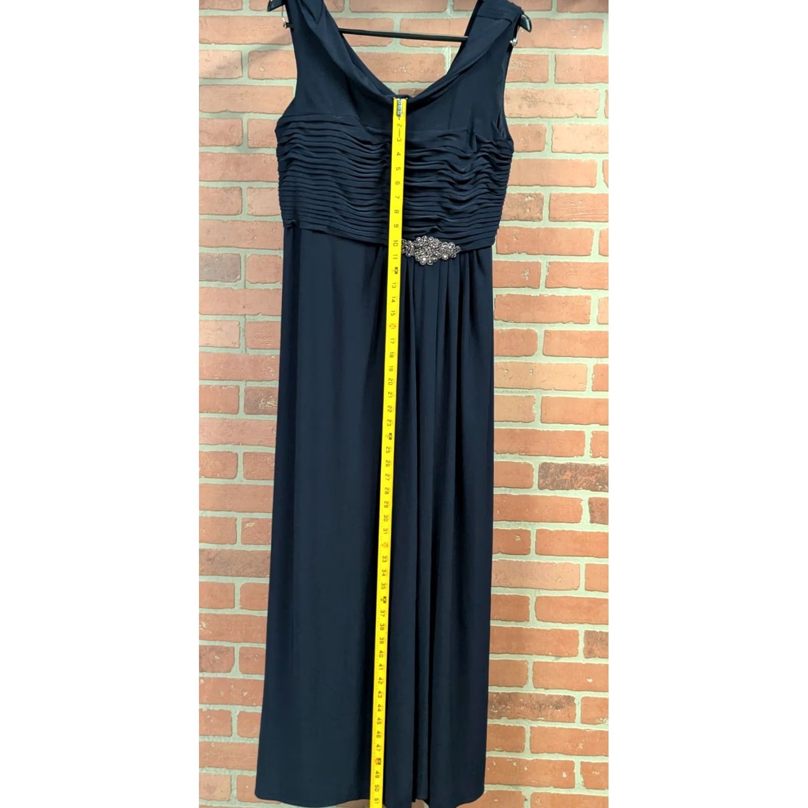 Alex Evenings Alex Evenings Navy Blue Formal Gown Dress Cowl Neck Bodice Maxi, Women 18, Beads Size XXL / US 16-18 / IT 52-54 - 3 Thumbnail