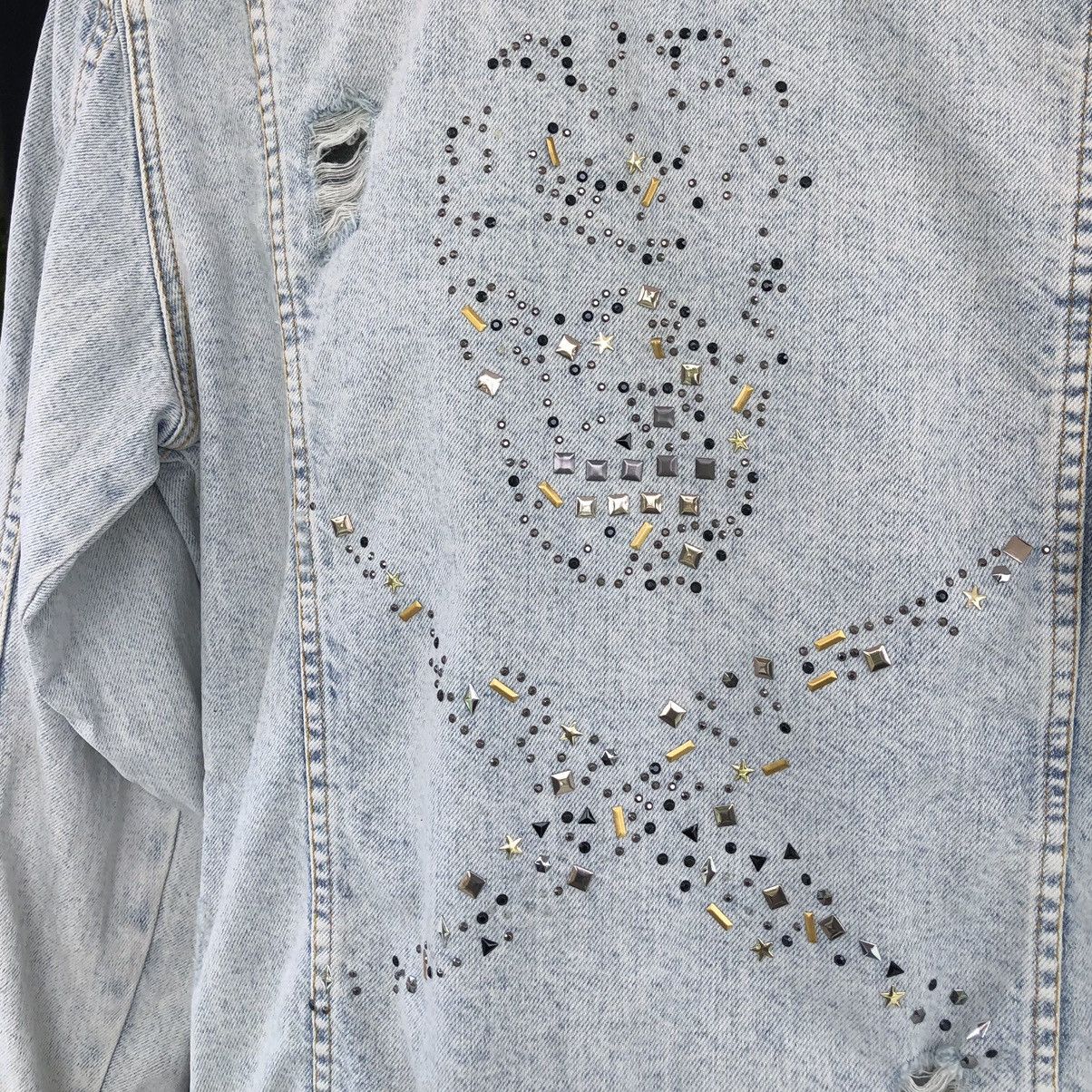 Zara Zara Mens Light Blue Studs Stones Skull Faded Wash Jacket Size US M / EU 48-50 / 2 - 4 Thumbnail