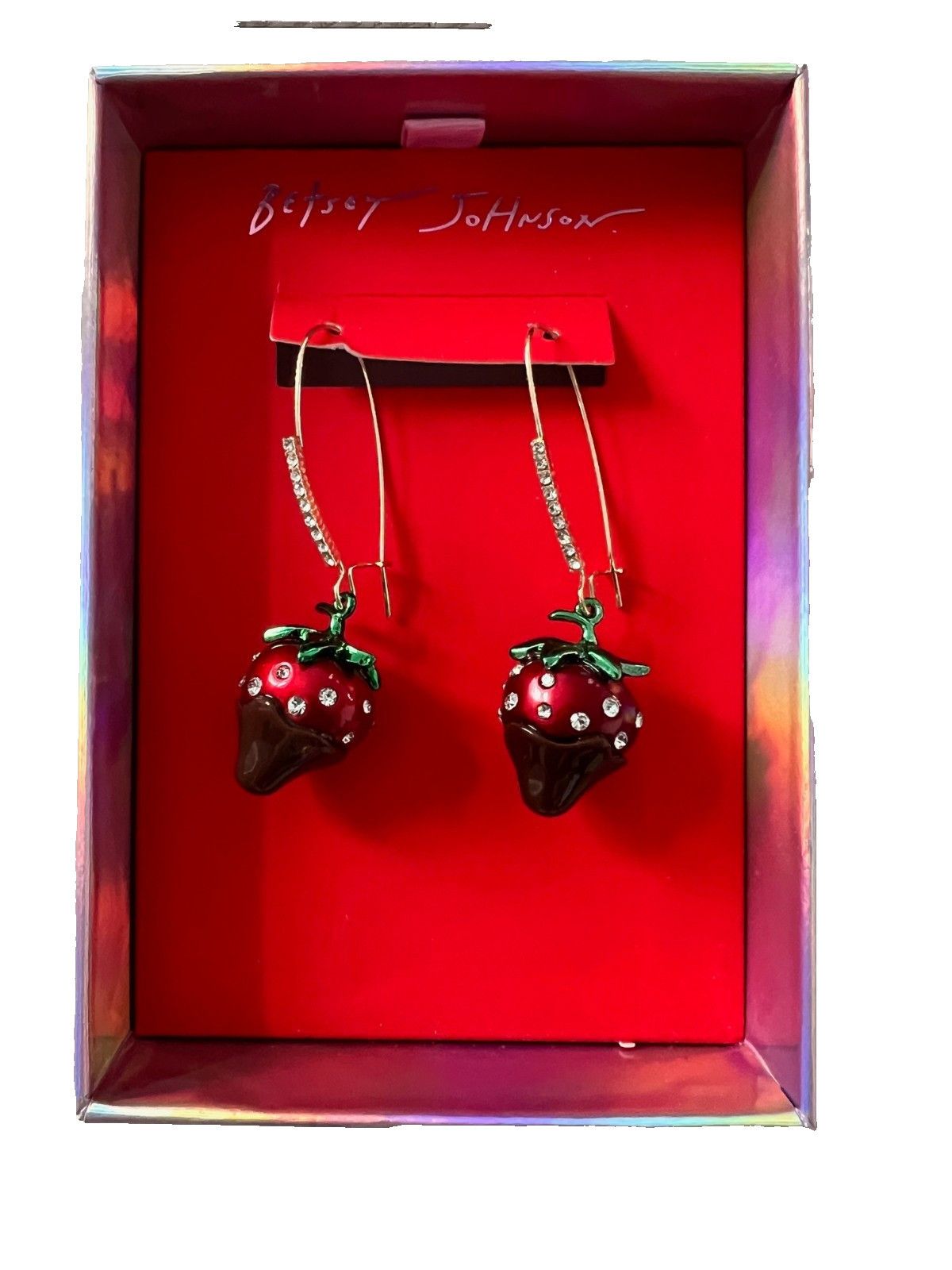 Betsey Johnson Betsey Johnson Love Spell Chocolate Strawberry Earrings Size ONE SIZE - 4 Thumbnail