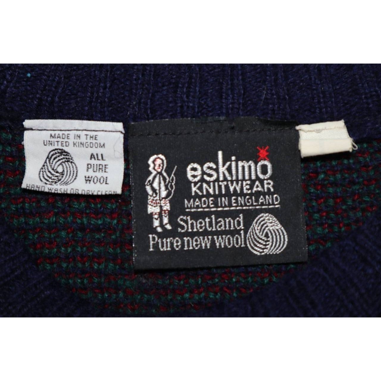 Vintage Vintage Eskimo Men's L Wool 80s Diamond Sweater Size US L / EU 52-54 / 3 - 2 Thumbnail