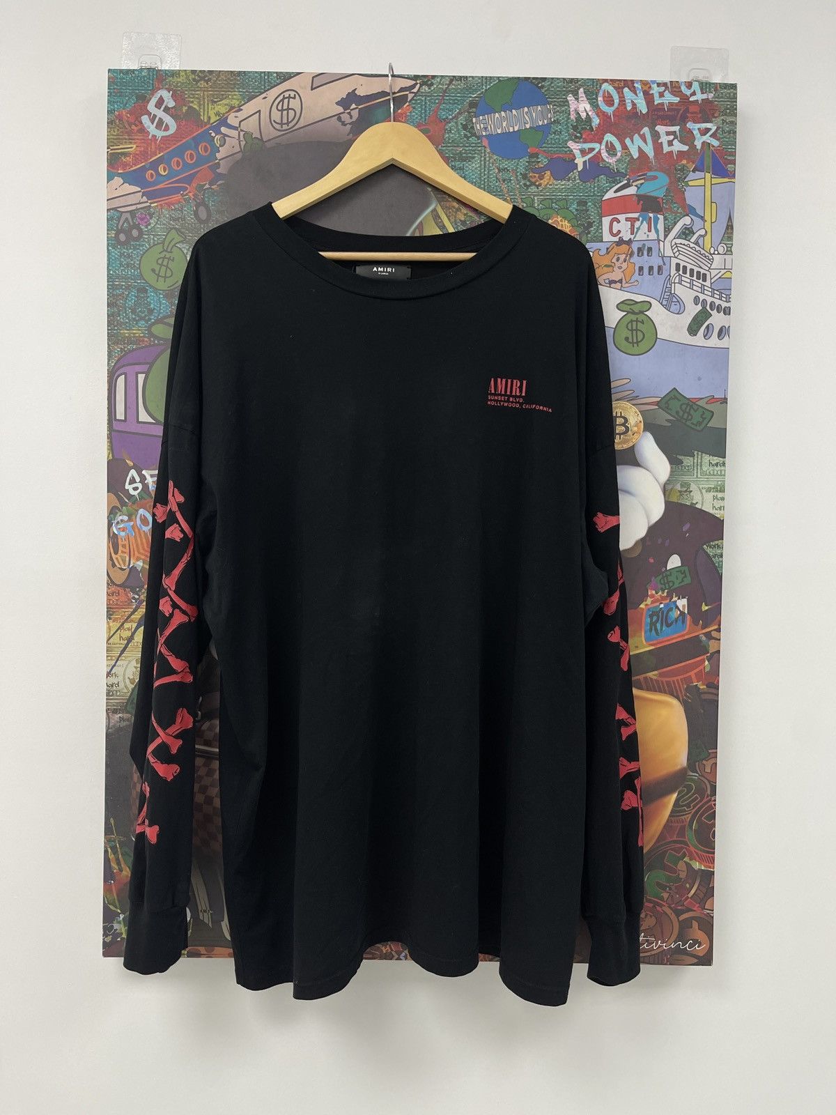 image of Amiri Red Bones L/s XL in Black, Men's