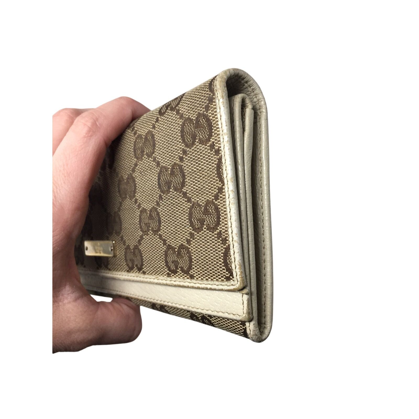Gucci Gucci GG Canvas Beige & White Leather Double Layer Wallet Size ONE SIZE - 6 Thumbnail
