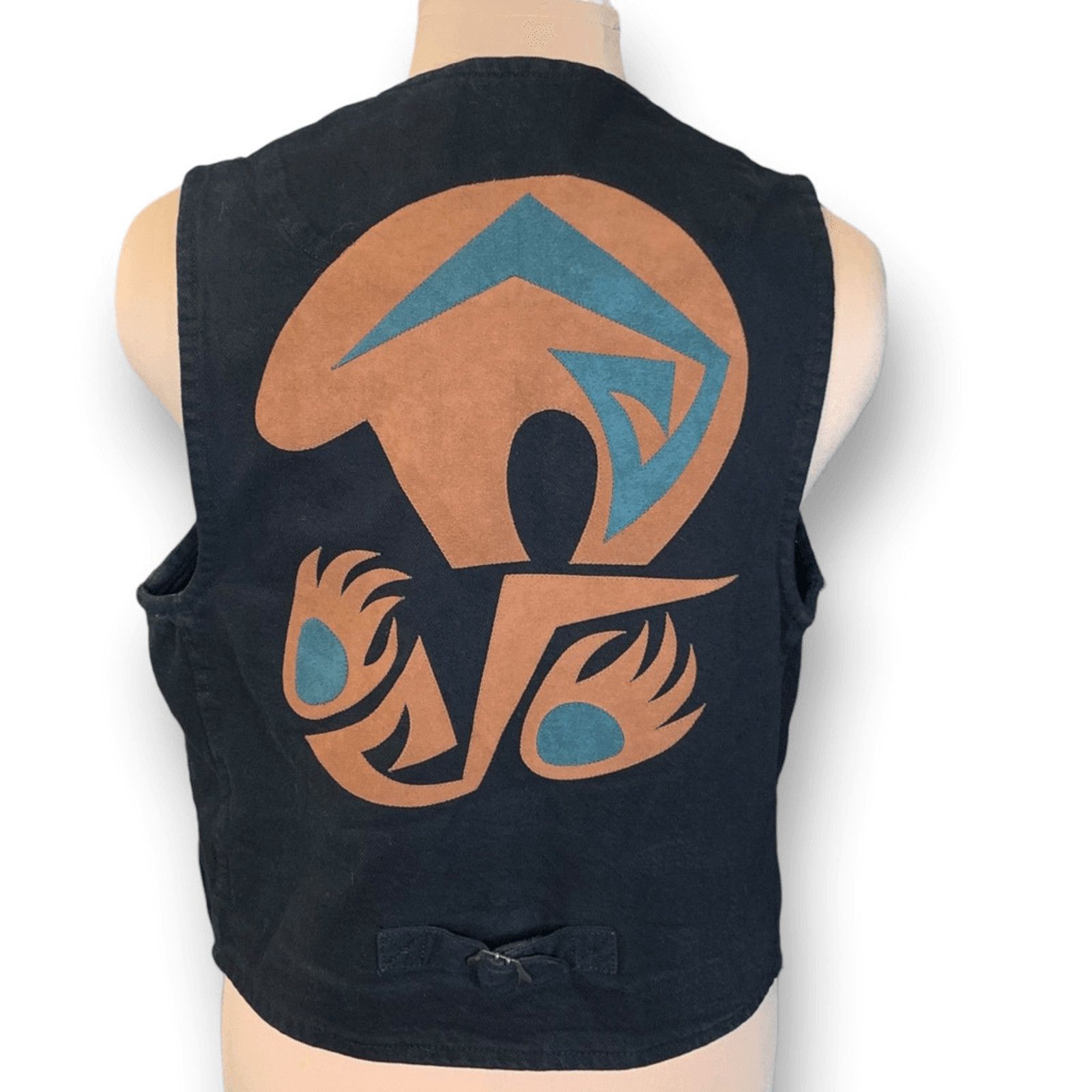 Vintage Vintage Sundance Denim Black Western Tribal Graphic Vest Size US M / EU 48-50 / 2 - 7 Thumbnail