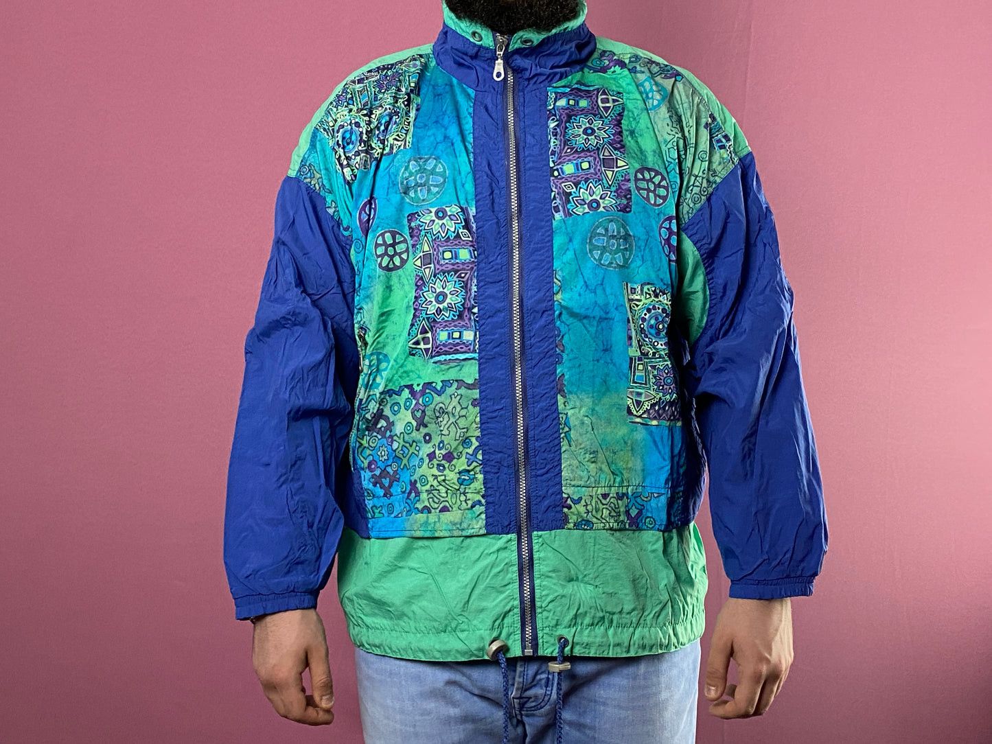 Vintage Sun Set Vintage Men's Abstract Print Windbreaker Jacket - L Size US L / EU 52-54 / 3 - 4 Thumbnail