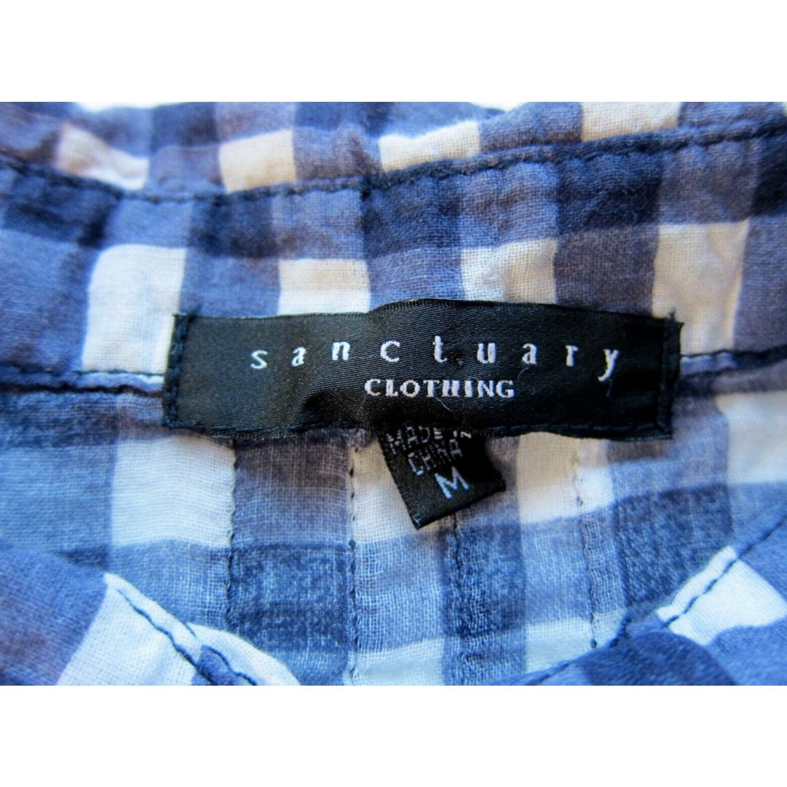 Sanctuary Sanctuary Shirt Blue White Plaid Long Sleeve Button Up Medium Womens Cotton Blouse Shirt Size M / US 6-8 / IT 42-44 - 5 Thumbnail