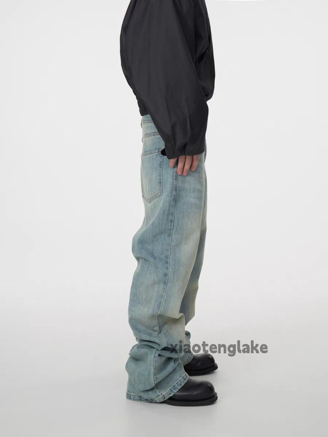 Jean Unisex washed faded cleanfit skate hiphop baggy jeans Size US 34 / EU 50 - 7 Thumbnail