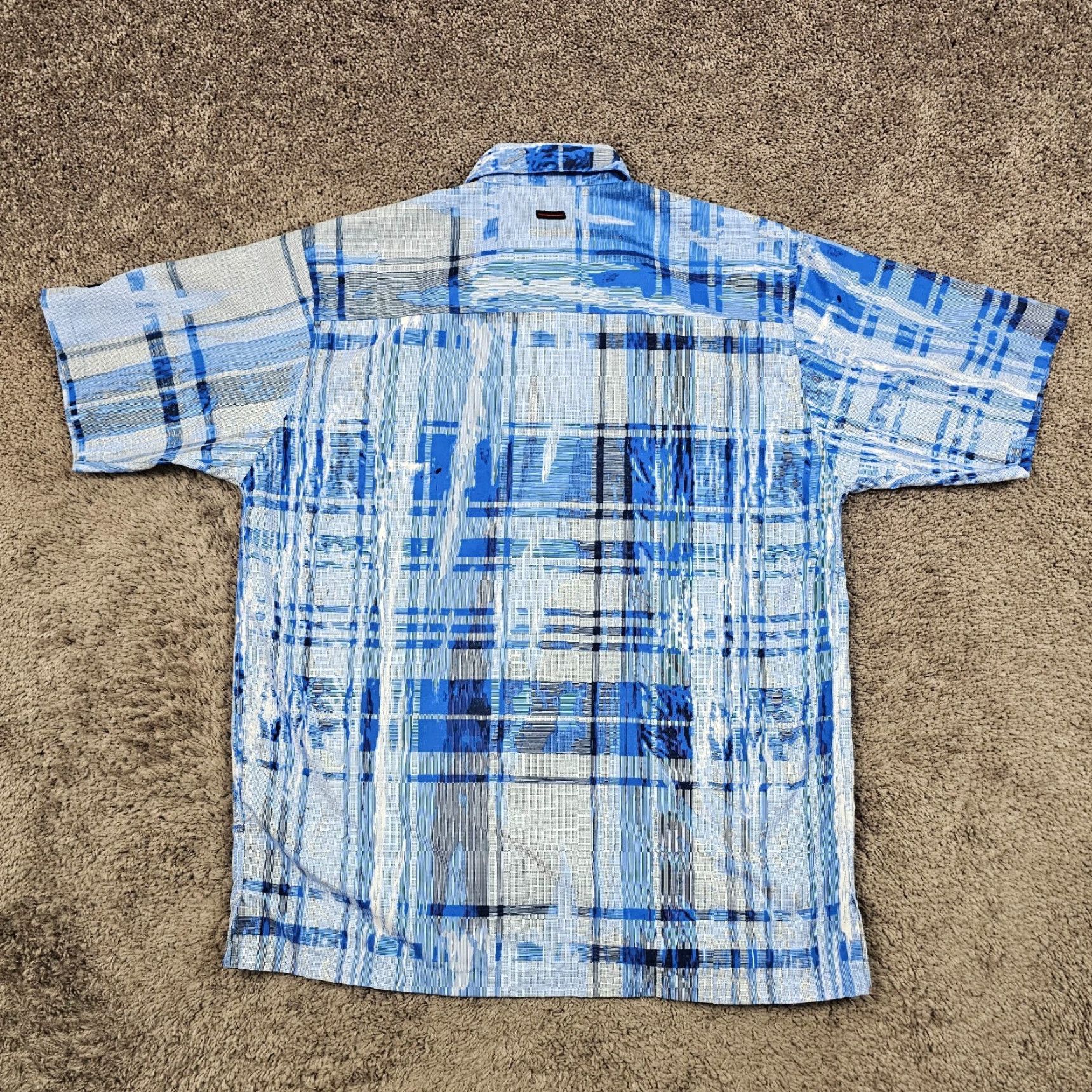 Fubu Fubu Shirt Mens Large L Blue Plaid Abstract Short Sleeve Breathable Casual Size US L / EU 52-54 / 3 - 5 Thumbnail