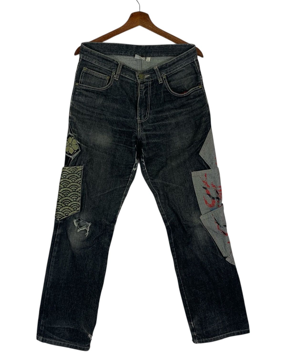 Kapital JAPANESE BRAND GUMU STYLE PATCHWORK POCKET DENIM PANTS Size US 30 / EU 46 - 8 Thumbnail