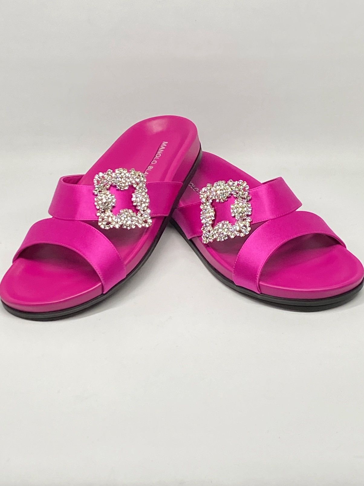 Manolo Blahnik Crystal Buckle Slide Sandals size 38