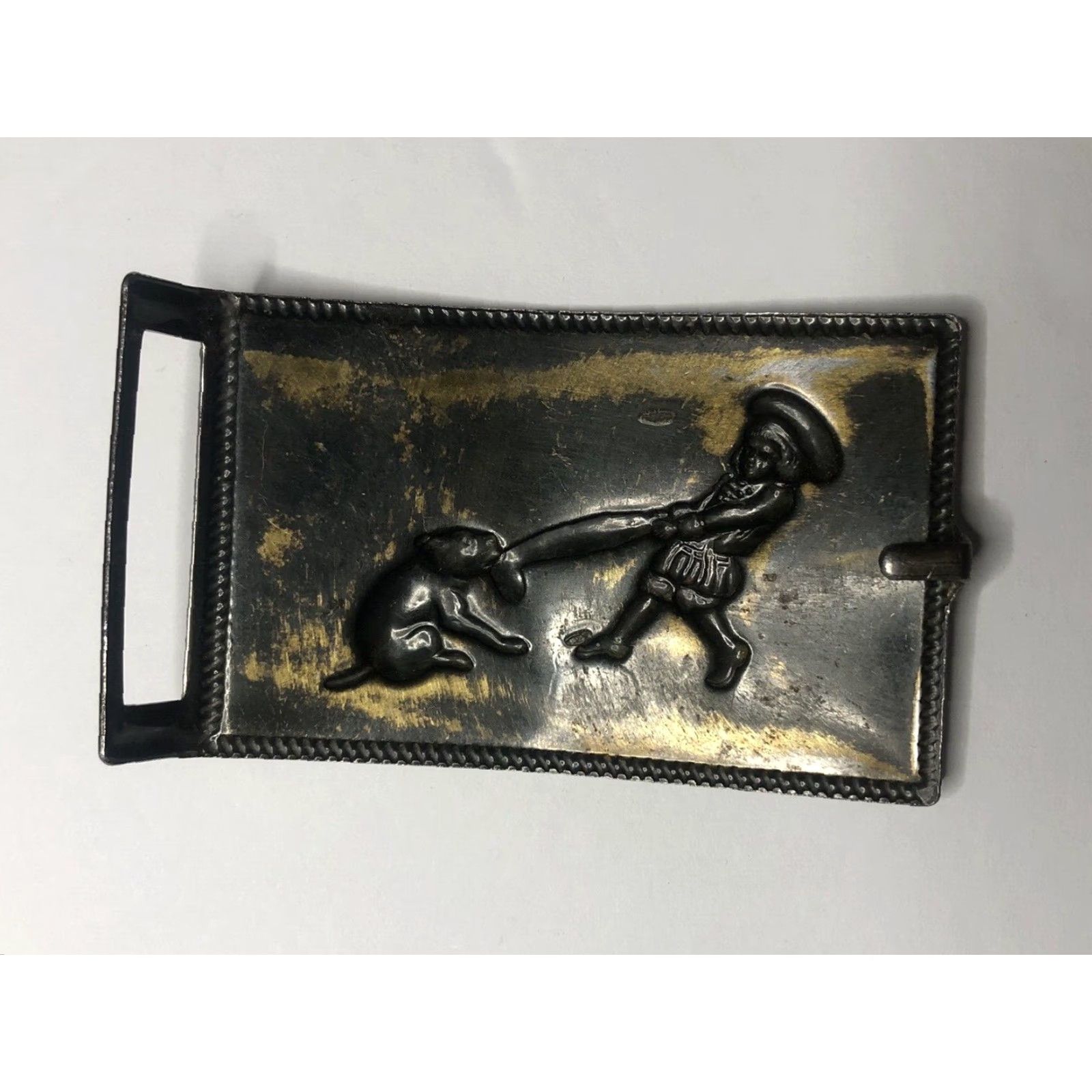 Vintage VINTAGE Belt Buckle 1970s Buster Brown & His Dog Tige Metal Size ONE SIZE - 4 Thumbnail