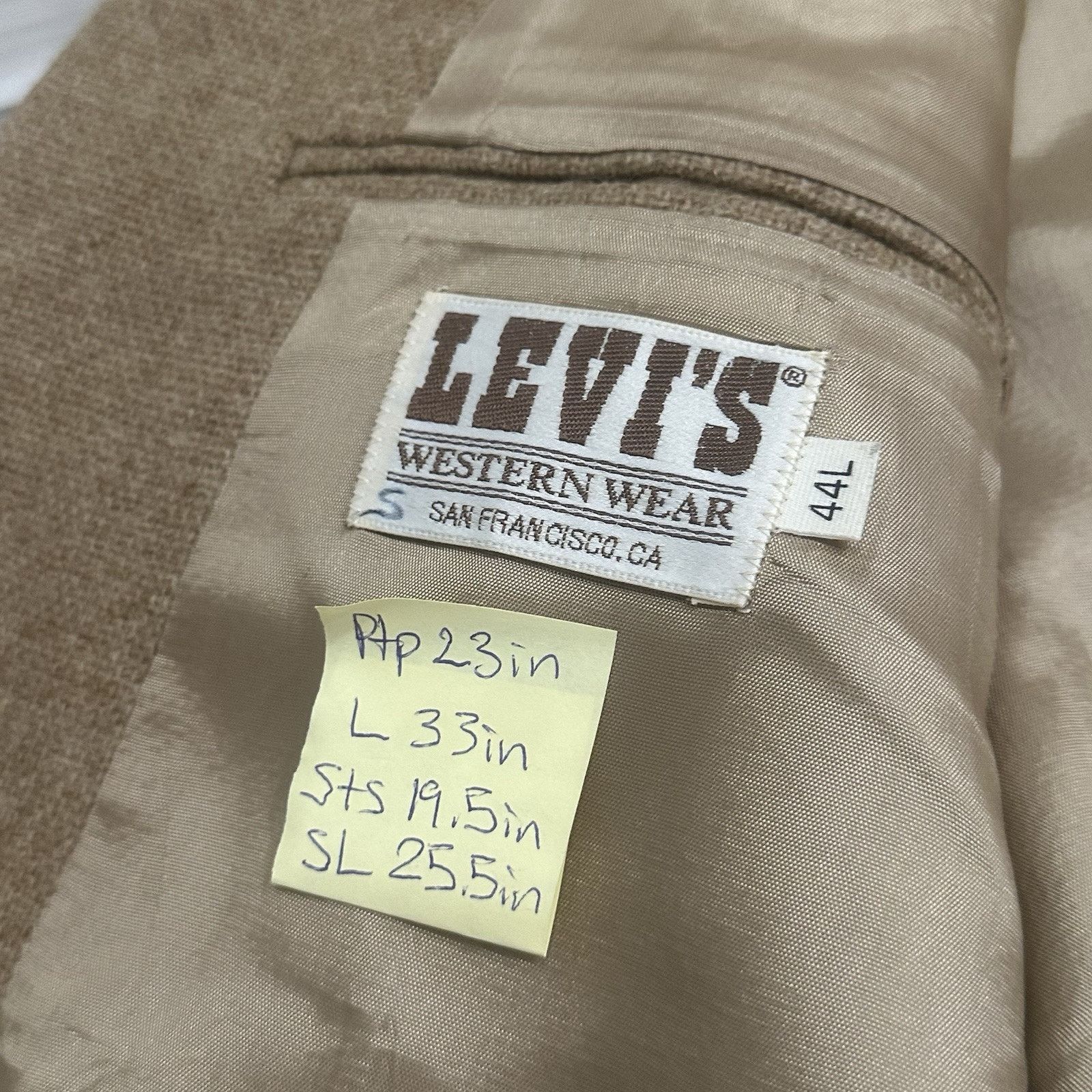 Levi's Vintage 1970s Levi’s Western Wear Sport Coat Men’s Size 44L Size 44L - 7 Thumbnail