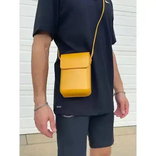 Leather Yellow - Vertical Crossbody Bag Size ONE SIZE - 1 Thumbnail