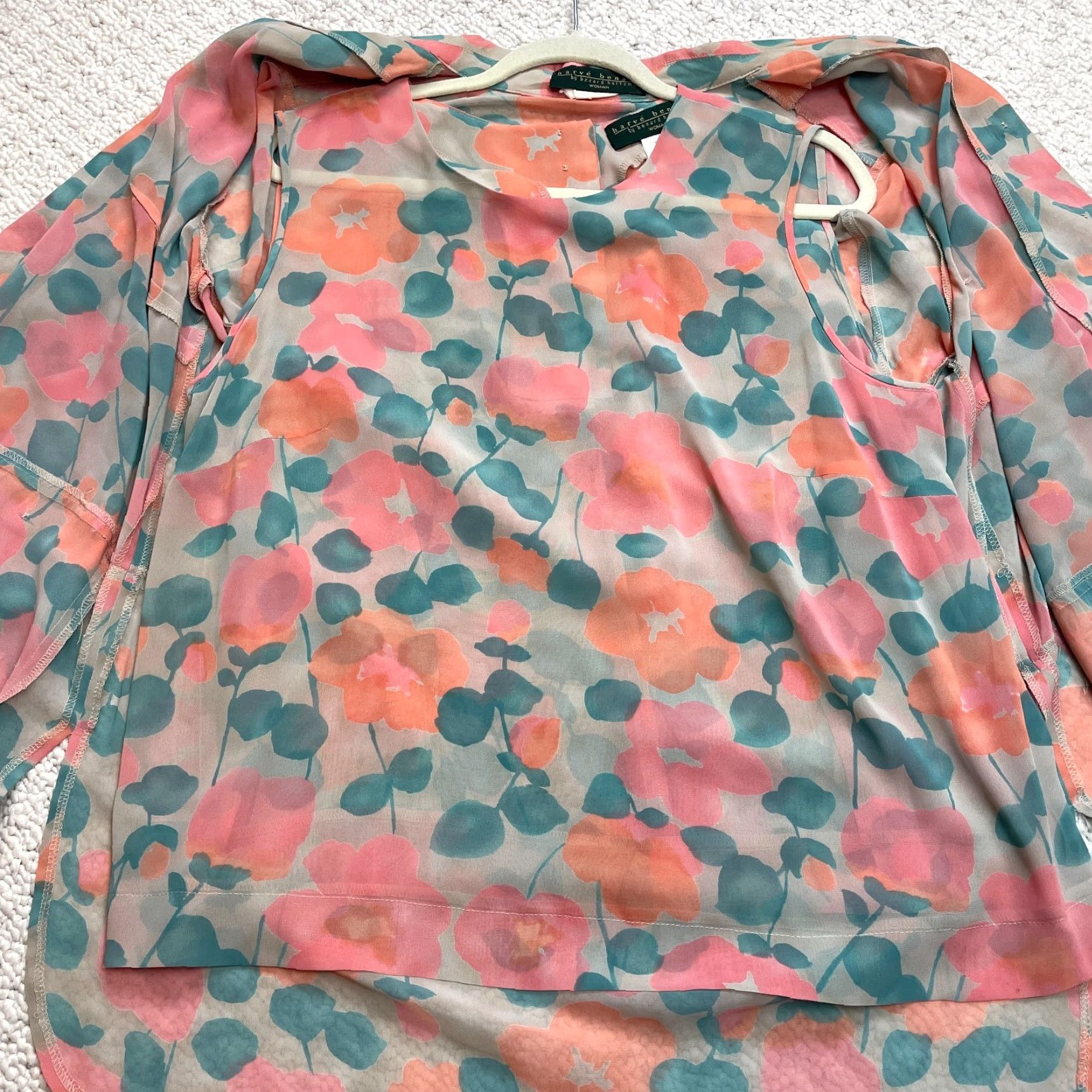 Vintage Harve Benard Jacket Blouse and Tank Combo Womens 16W Floral Jacket? Size XXL / US 16-18 / IT 52-54 - 4 Thumbnail