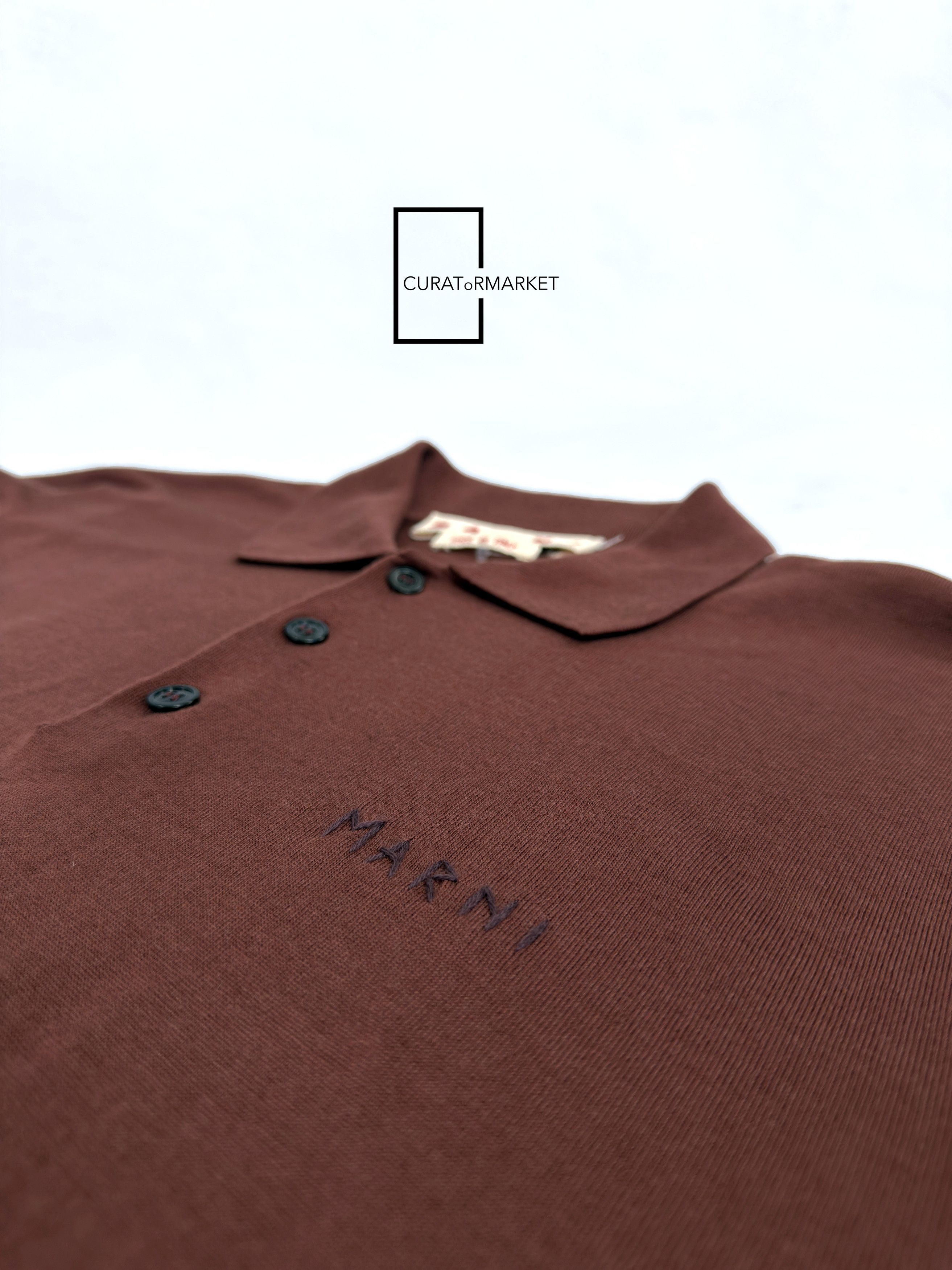 Marni EU48 Fine Knit Wool Blocks Polo Embroidered Stitch Logo FW24 Size US M / EU 48-50 / 2 - 5 Thumbnail