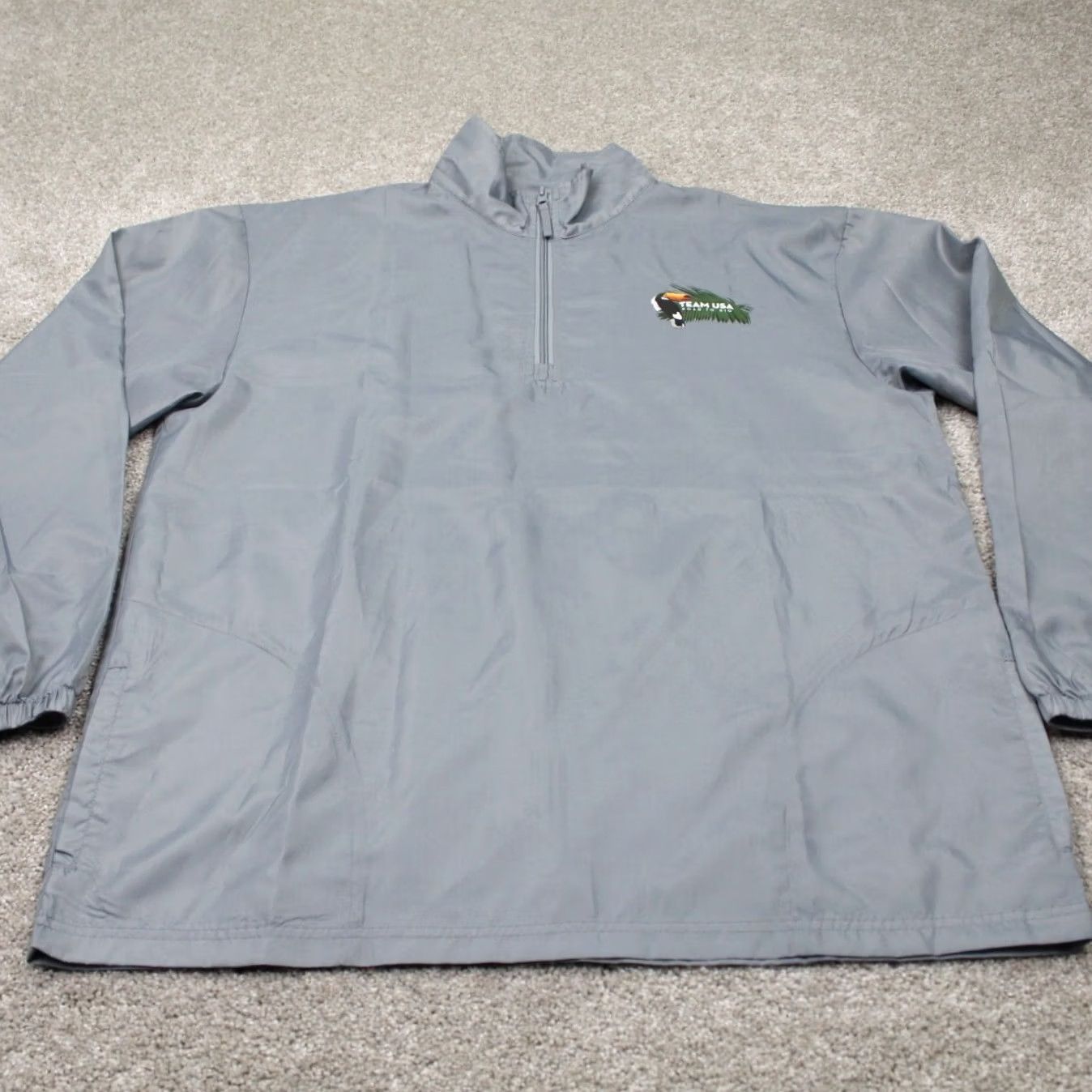 Logo 7 Team USA Windbreaker Jacket Men L Gray 1/4 Zip Rio Olympics Logo Pullover Size US L / EU 52-54 / 3 - 2 Thumbnail