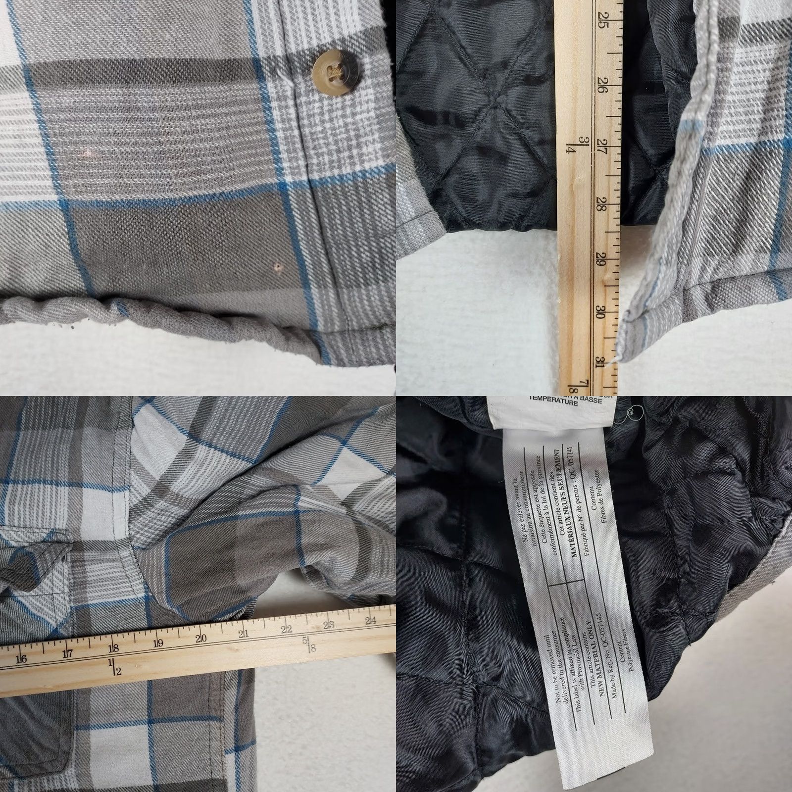 Wrangler Wrangler Authentics Men’s Quilted Hooded Flannel Shirt Jacket Gray Plaid Medium Size US M / EU 48-50 / 2 - 8 Thumbnail