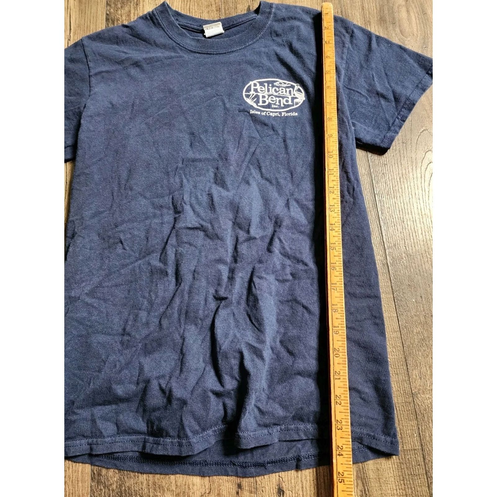 Gildan Mens S Gildan T-Shirt Crew Neck Short Sleeve Blue Cotton Logo Graphic Print Travel Souvenir Pelican Bend Isles of Capri FL Size US S / EU 44-46 / 1 - 3 Thumbnail