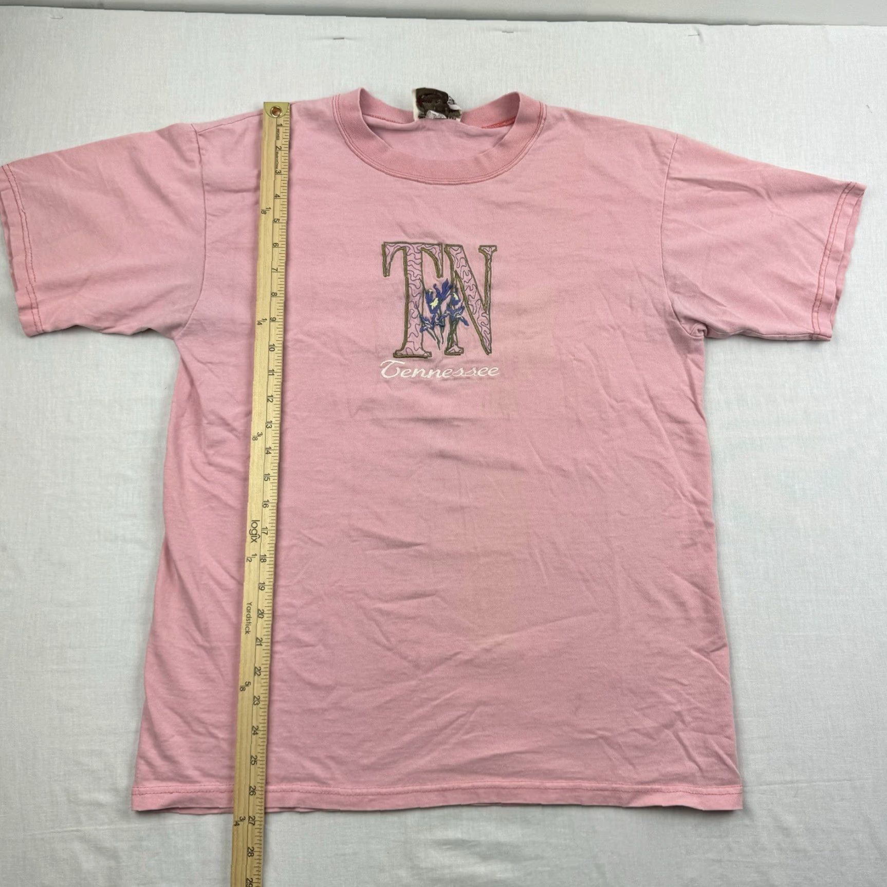 Pinko VINTAGE Time Square Sportswear Tennessee Shirt Adult Large Pink Flower Embroidered 90s USA Country Mens T-Shirt Size US L / EU 52-54 / 3 - 5 Thumbnail
