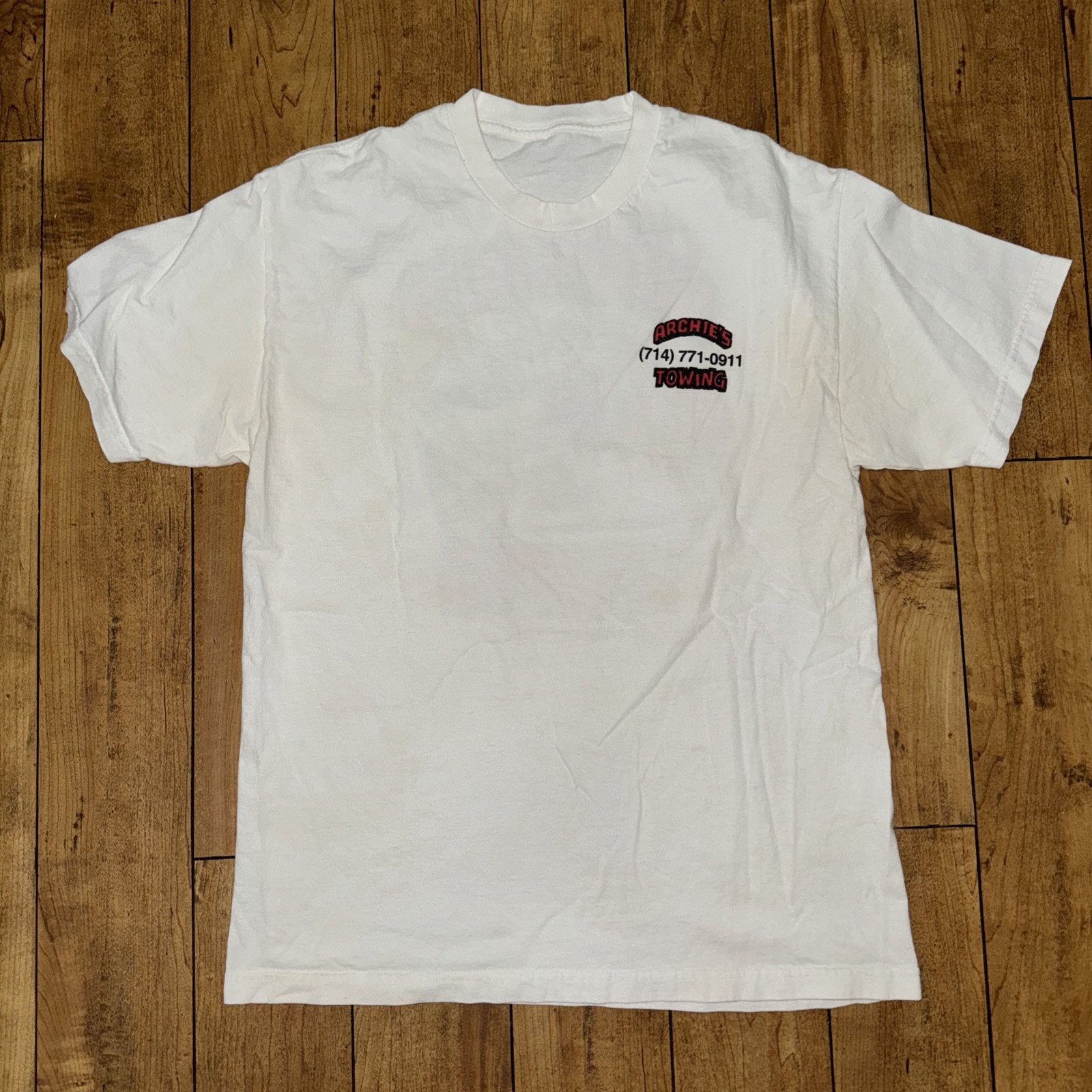 Band Tees × Vintage Vintage Archie’s Towing T-Shirt White L 21x29 Size US L / EU 52-54 / 3 - 4 Thumbnail