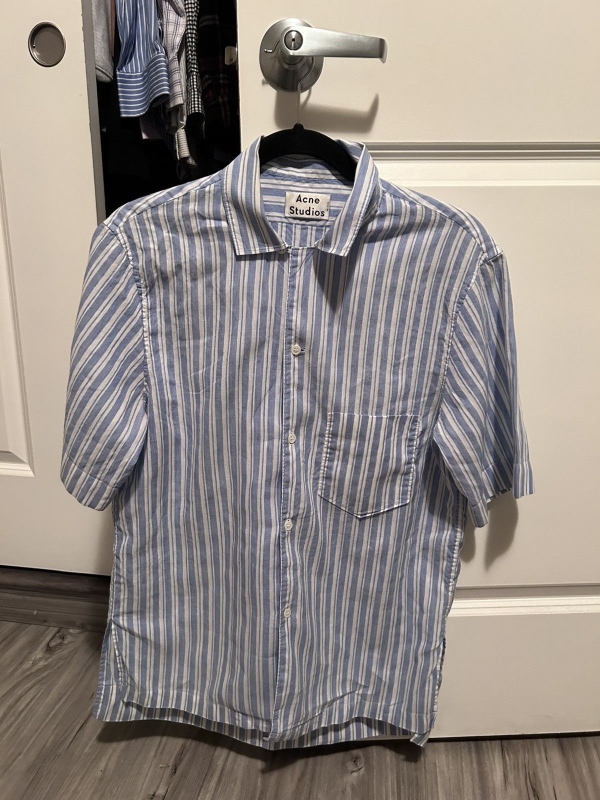 Pre-owned Acne Studios Acne Studio Elms Chambray Vacation Shirt Mens Size 48 In Blue