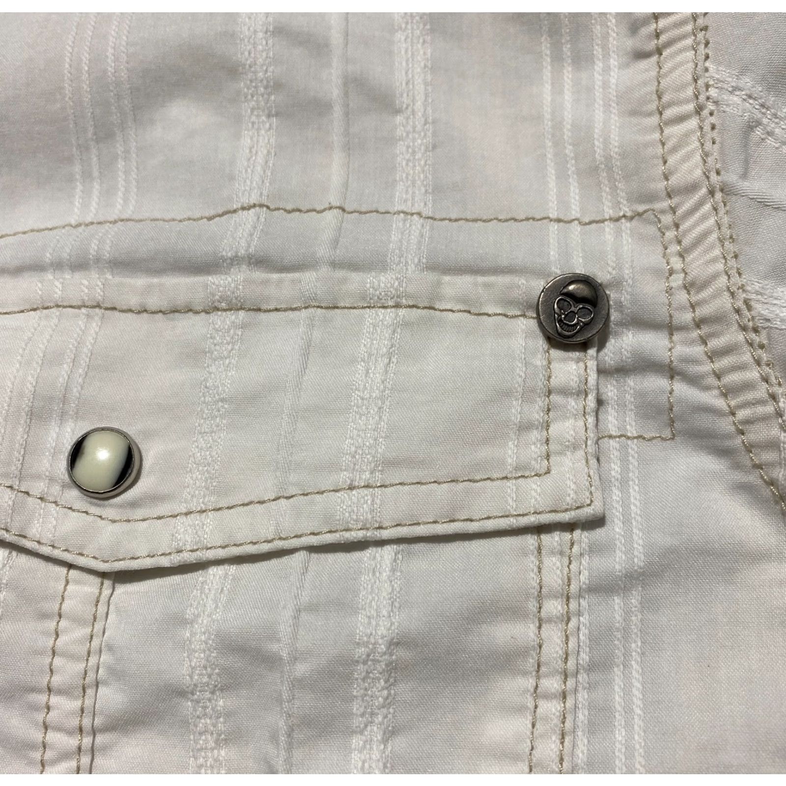 Vintage Decoded Mens M White Shirt Casual Western Cowboy Patch Rock Rebel Button-Up Collared Long Sleeve Size US M / EU 48-50 / 2 - 4 Thumbnail
