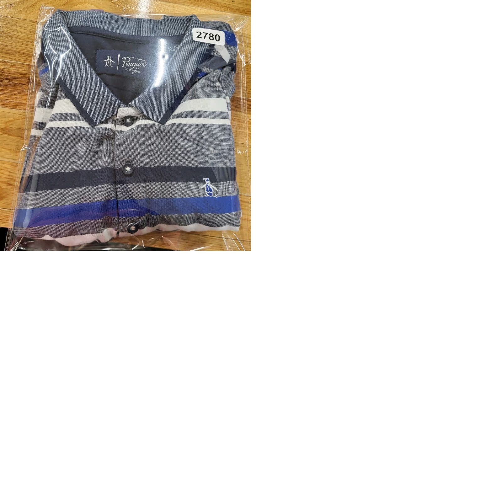 Original Penguin Penguin by Munsingwear Shirt Mens XL/T Gray Blue Stripe Pima Cotton Golf Polo Size US XL / EU 56 / 4 - 10 Thumbnail