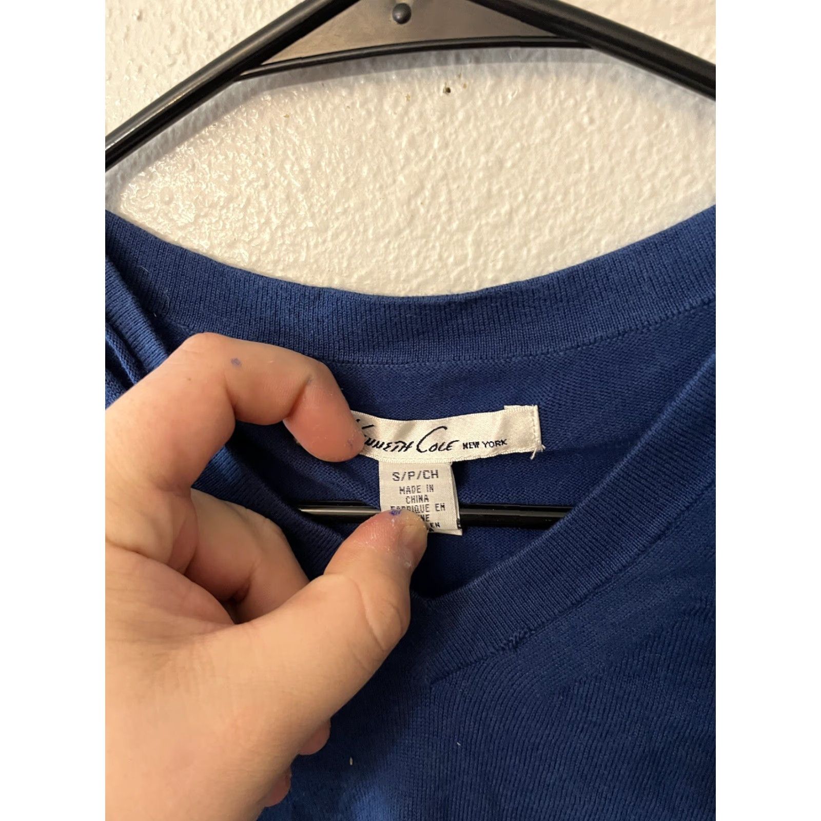 Kenneth Cole Kenneth Cole Sweater Small Pullover Cotton Knit V Neck Classic Blue Size US S / EU 44-46 / 1 - 2 Thumbnail