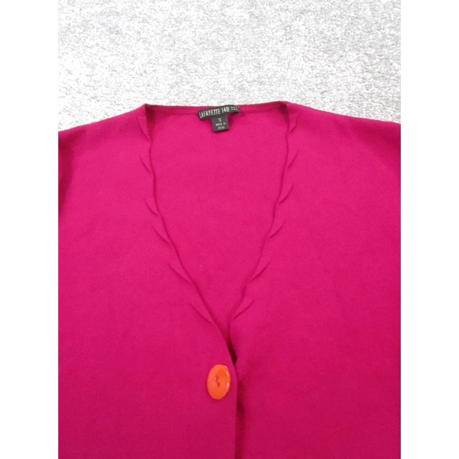 Pinko Lafayette 148 New York Sweater Cardigan Womens Small Pink Knit V-Neck Long Sleeve Regular Fit Size S / US 4 / IT 40 - 2 Thumbnail