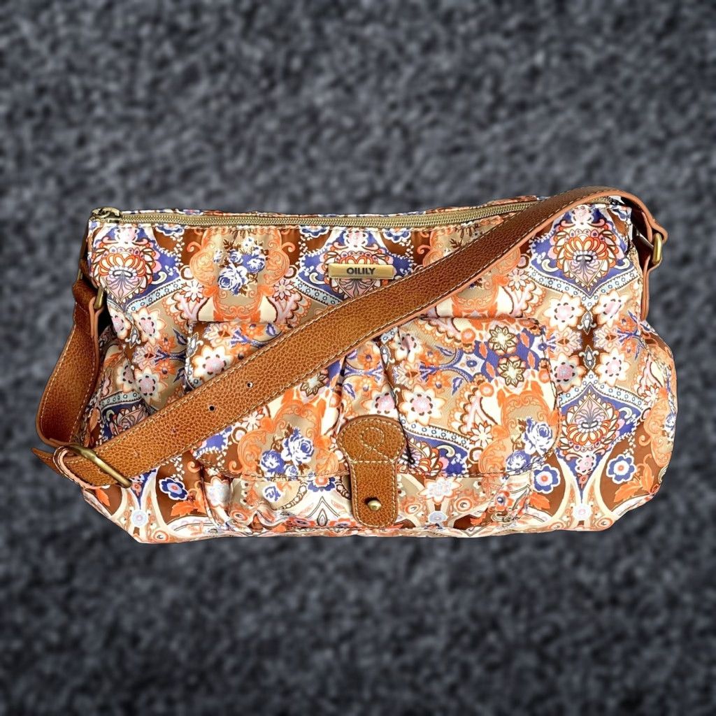 Oilily Oilily Shoulder Bag Womens Tan Mosaic Fig Summer Nylon Front Pocket Zipper New without tags Size ONE SIZE - 1 Thumbnail