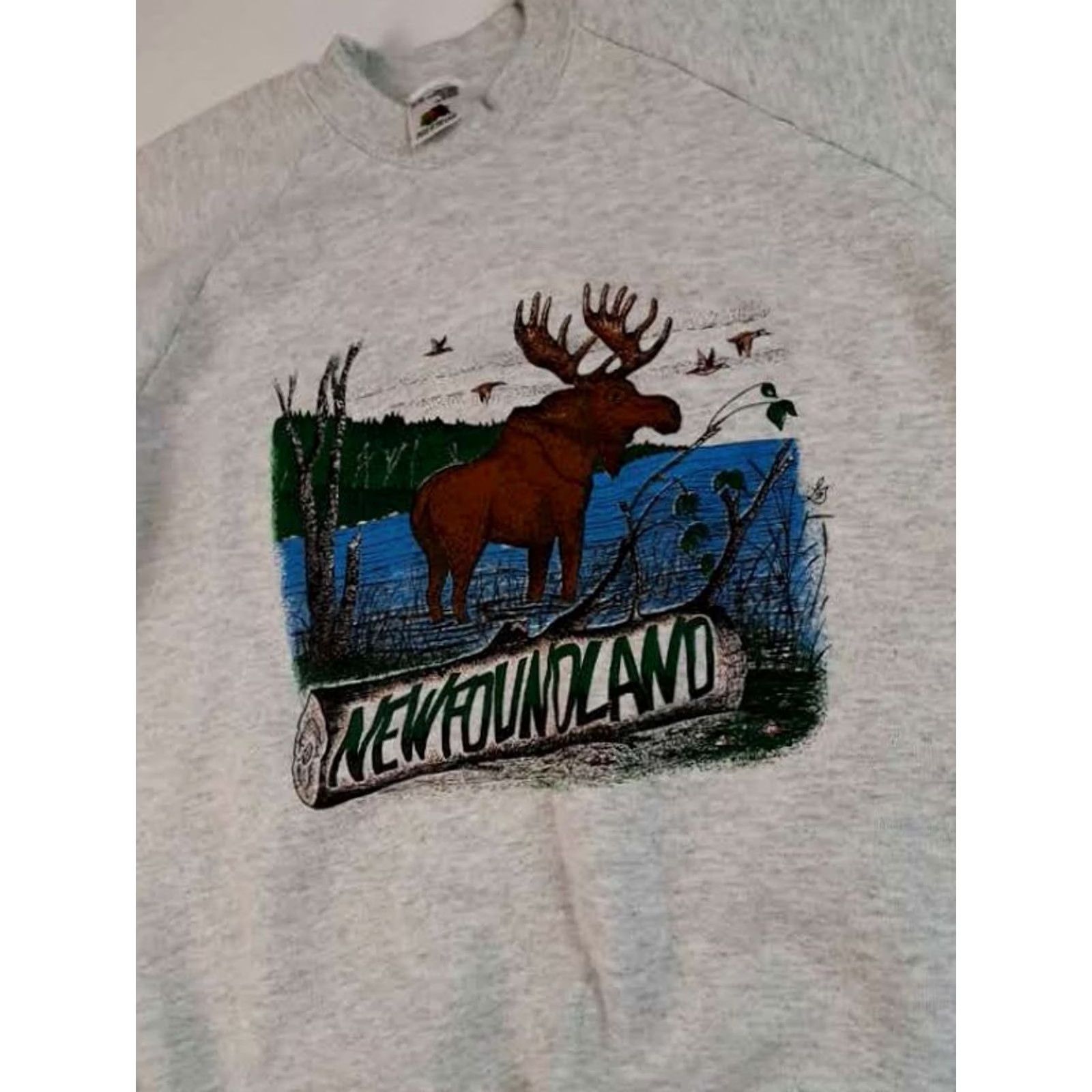 Fruit Of The Loom VINTAGE Newfoundland Outdoor Moose Print Sweatshirt XL Gray Fruit of the Loom Men Sweatshirt Size US XL / EU 56 / 4 - 4 Thumbnail