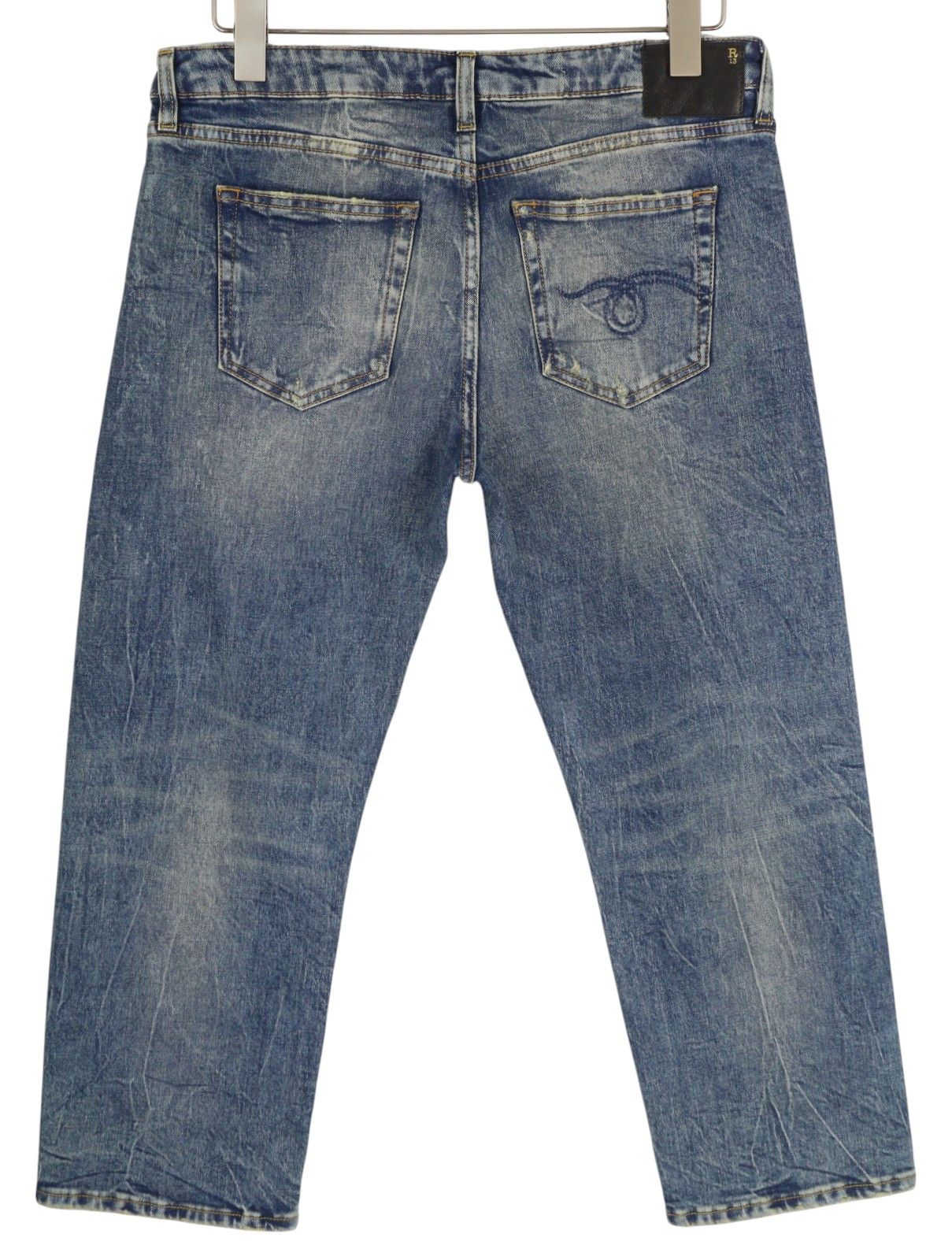 R13 BOY STRAIGHT 30 Cropped Ankle Washed Blue Kelly 84446 Size 30" / US 8 / IT 44 - 4 Thumbnail