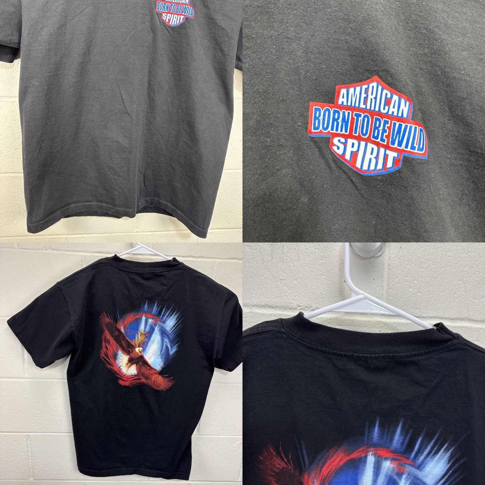 Vintage VINTAGE American Spirit T Shirt Motorcycle Biker Born To Be Wild Eagle Large Black Cotton Alore Size US L / EU 52-54 / 3 - 8 Thumbnail