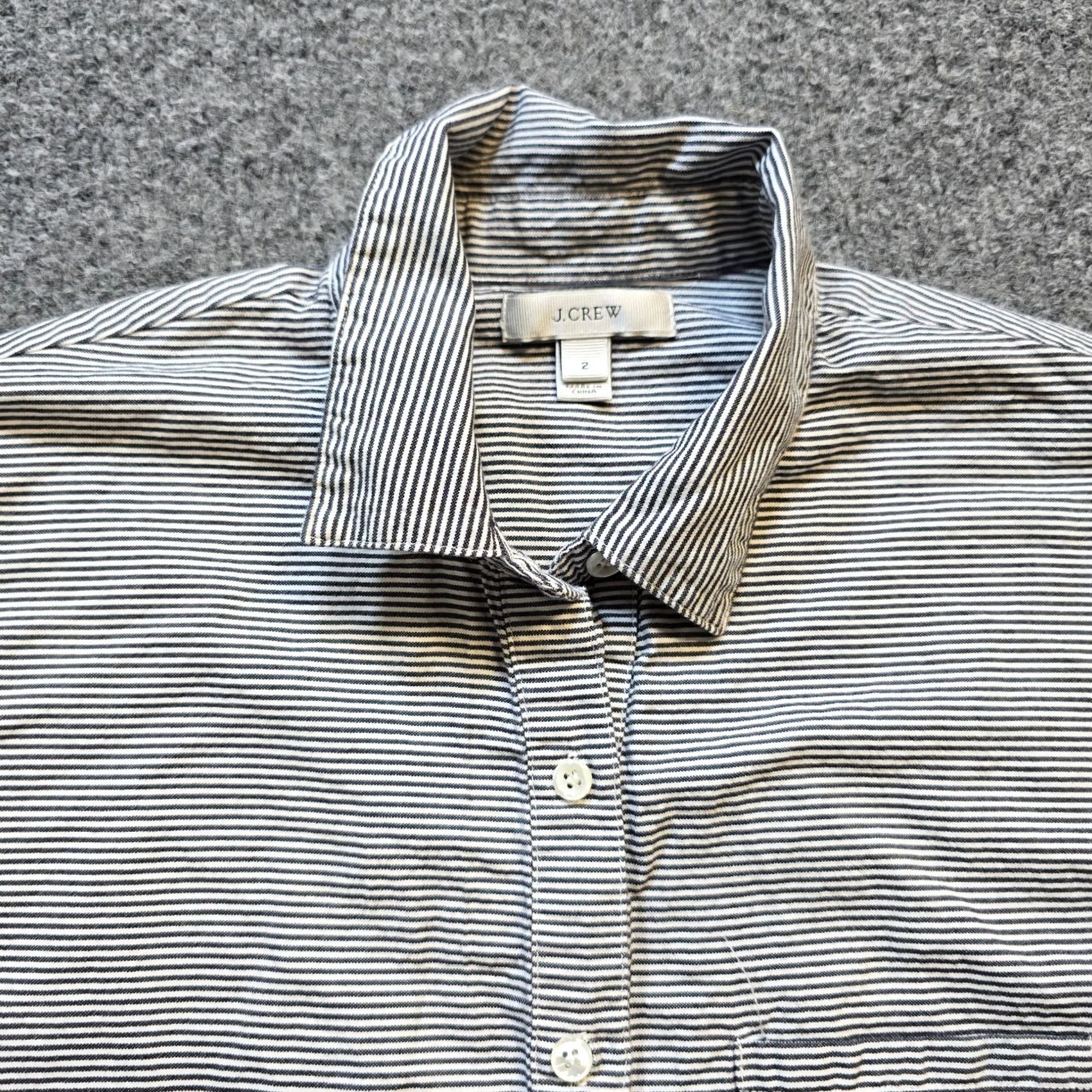Vintage J Crew Top Womens Size 2 Black White Striped Button 3/4 Sleeve Classic Career Blouse Shirt Womens Size XS / US 0-2 / IT 36-38 - 2 Thumbnail