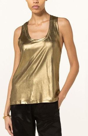 Tom Ford o1loc1c0924 TSJ260 Metallic Tank Top in Gold Size XS / US 0-2 / IT 36-38 - 1 Thumbnail
