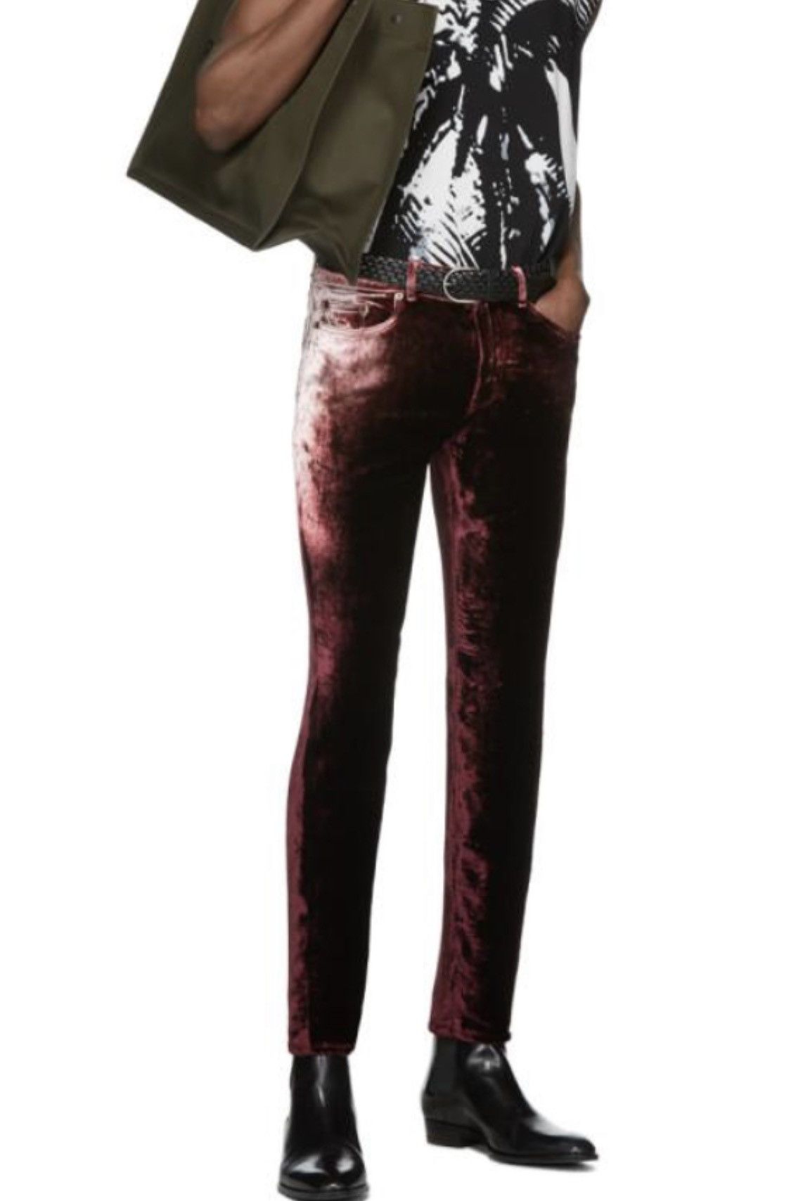 Saint Laurent Paris burgundy velvet pants size30 Size US 30 / EU 46 - 1 Thumbnail