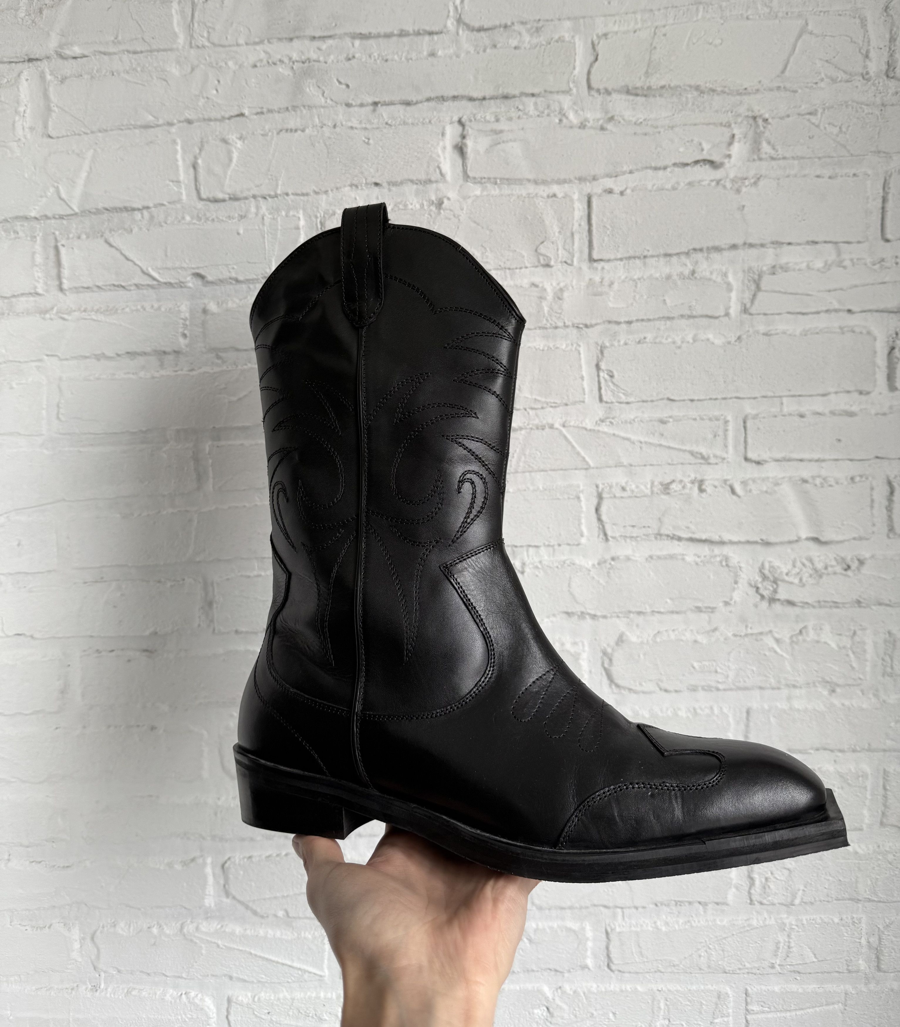 Genuine Leather ZIGN Studio western Cowboy biker boots Size US 11.5 / EU 44-45 - 6 Thumbnail