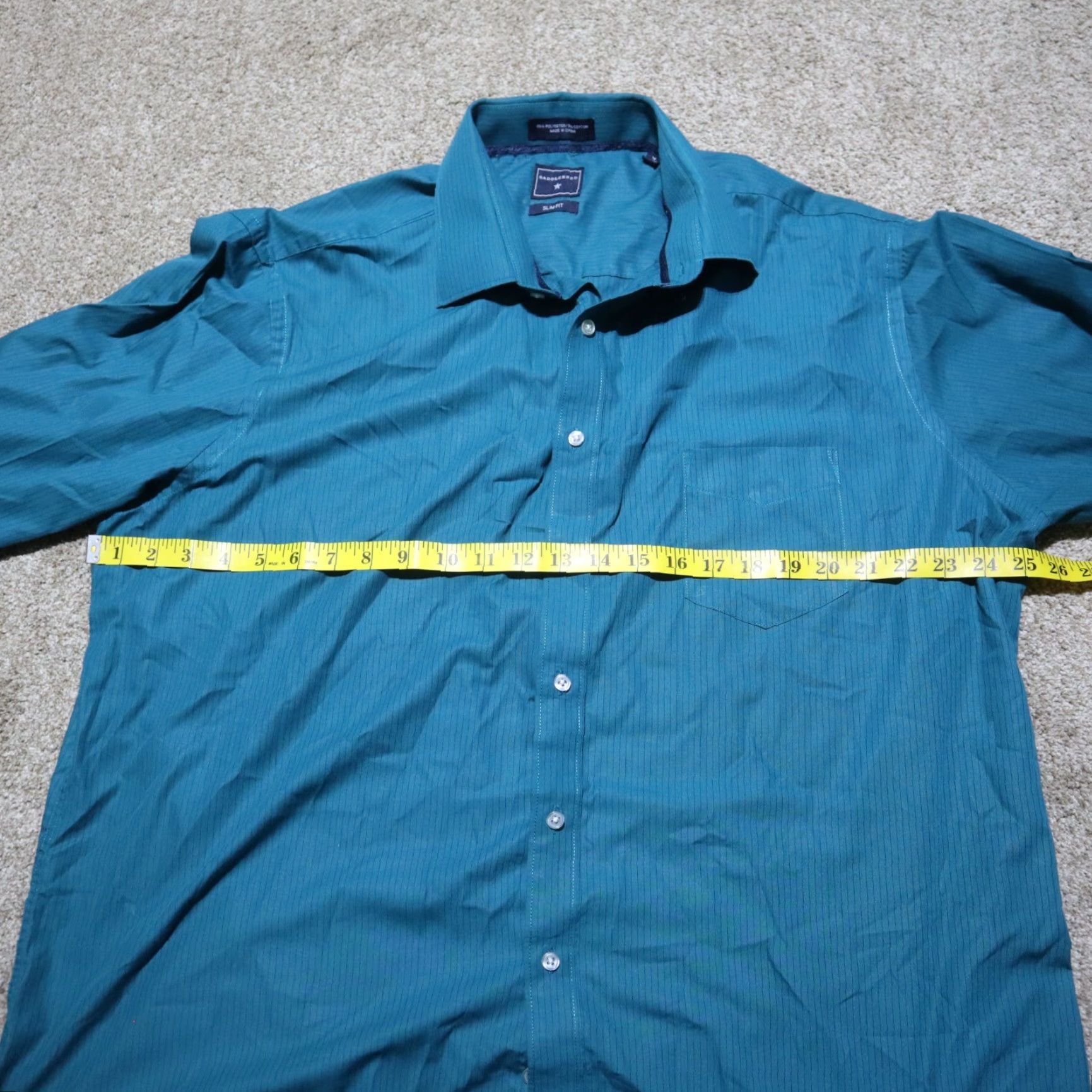 AQUA Saddlebred Shirt Button-Up Long Sleeve Tailored Fit Marlin Print Blue Aqua 18 35 Men’s Vintage No Gender Mens Size US XXL / EU 58 / 5 - 5 Thumbnail
