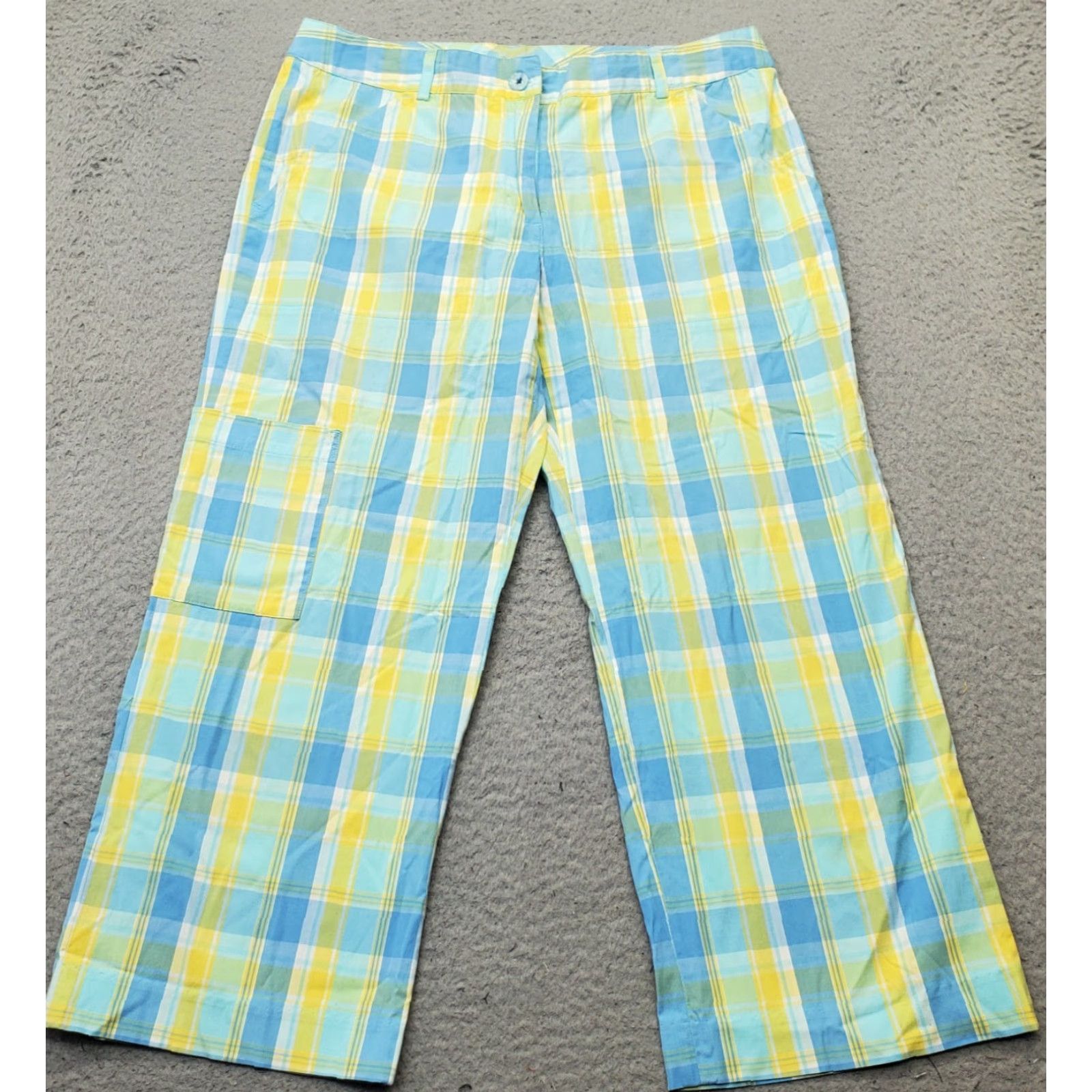 Lilly Pulitzer Lilly Pulitzer Womens Size 6 Multi Plaid Cargo Pants Spring Resort High Waisted Casual Knit Cotton Pockets Cargo Mens? Size 28" / US 6 / IT 42 - 2 Thumbnail
