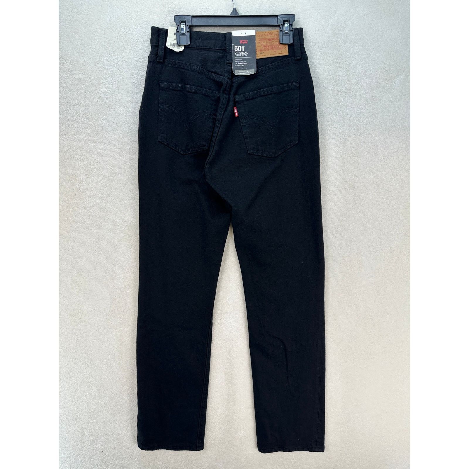 Levi's LEVI'S 501 CROPPED WOMEN'S 23X28 BLACK STRAIGHT DENIM JEANS Size 23" - 6 Thumbnail