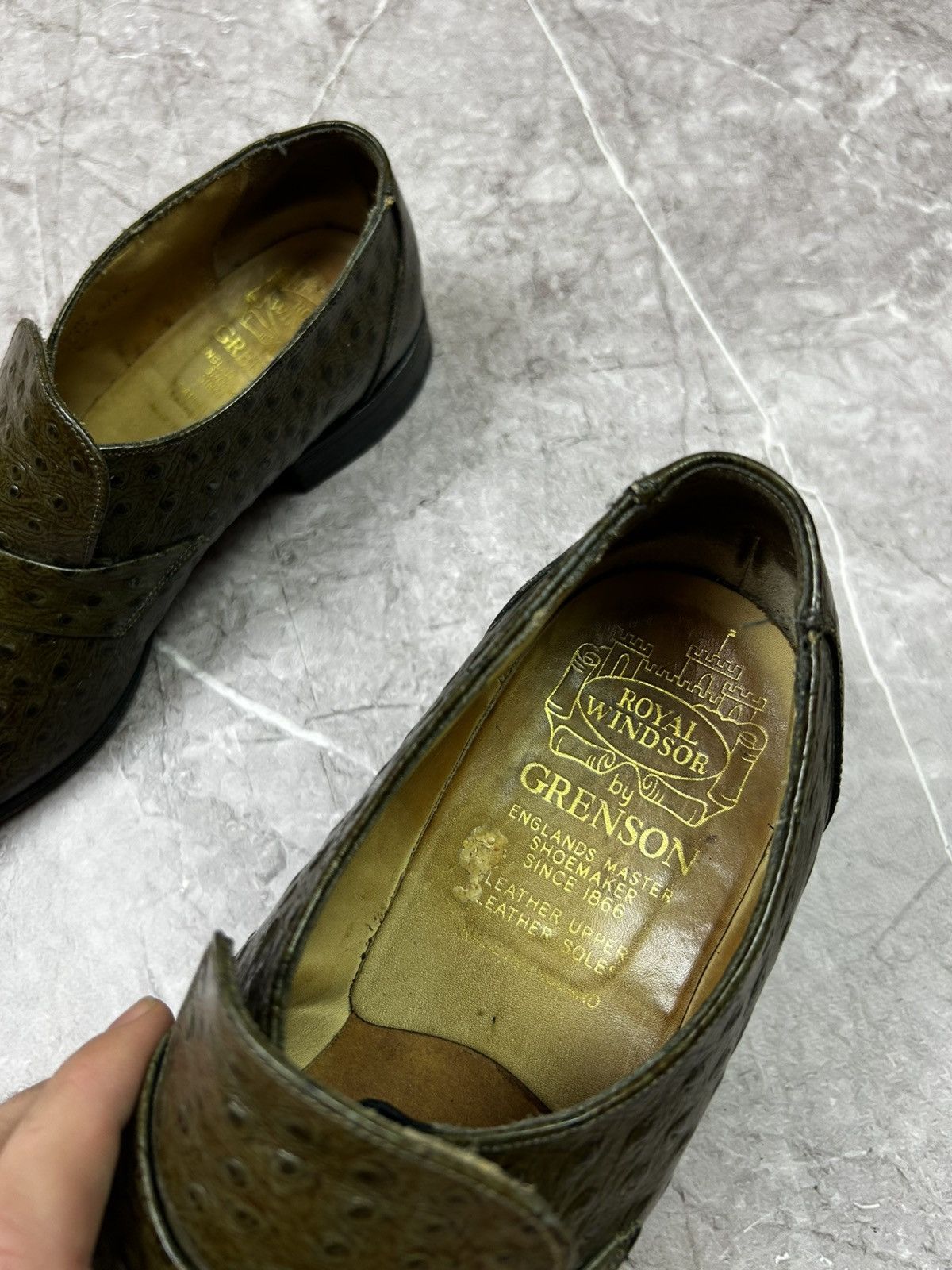 Grenson GRENSON TOP GALLANTS Men's Green Crocodile Leather Slip-On Size US 9 / EU 42 - 11 Thumbnail