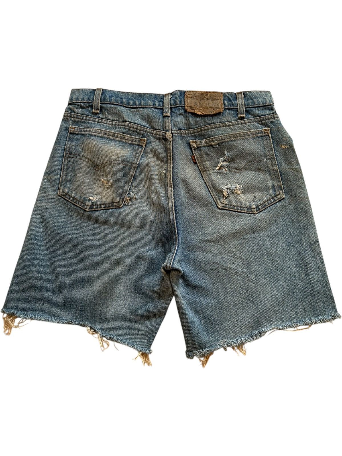 Levi's Vintage 70s Levis 607 Orange Tab Mud Wash Loose Short Jeans Size US 34 / EU 50 - 2 Thumbnail