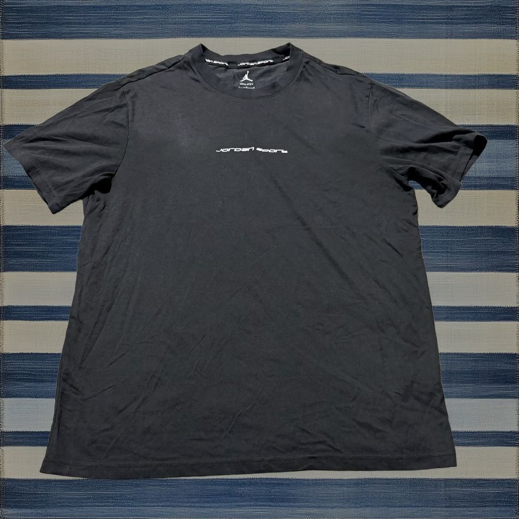 Jordan Nike Dri Fit T Shirt Mens Large Black Basketball Gym Stretch Euc, Men's